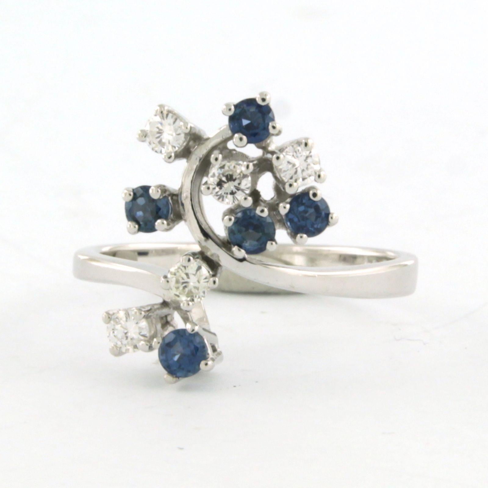 Ring mit Saphir und Diamanten im Brillantschliff bis zu 0,25ct 14k Gold 3,9 Gramm Damen im Angebot