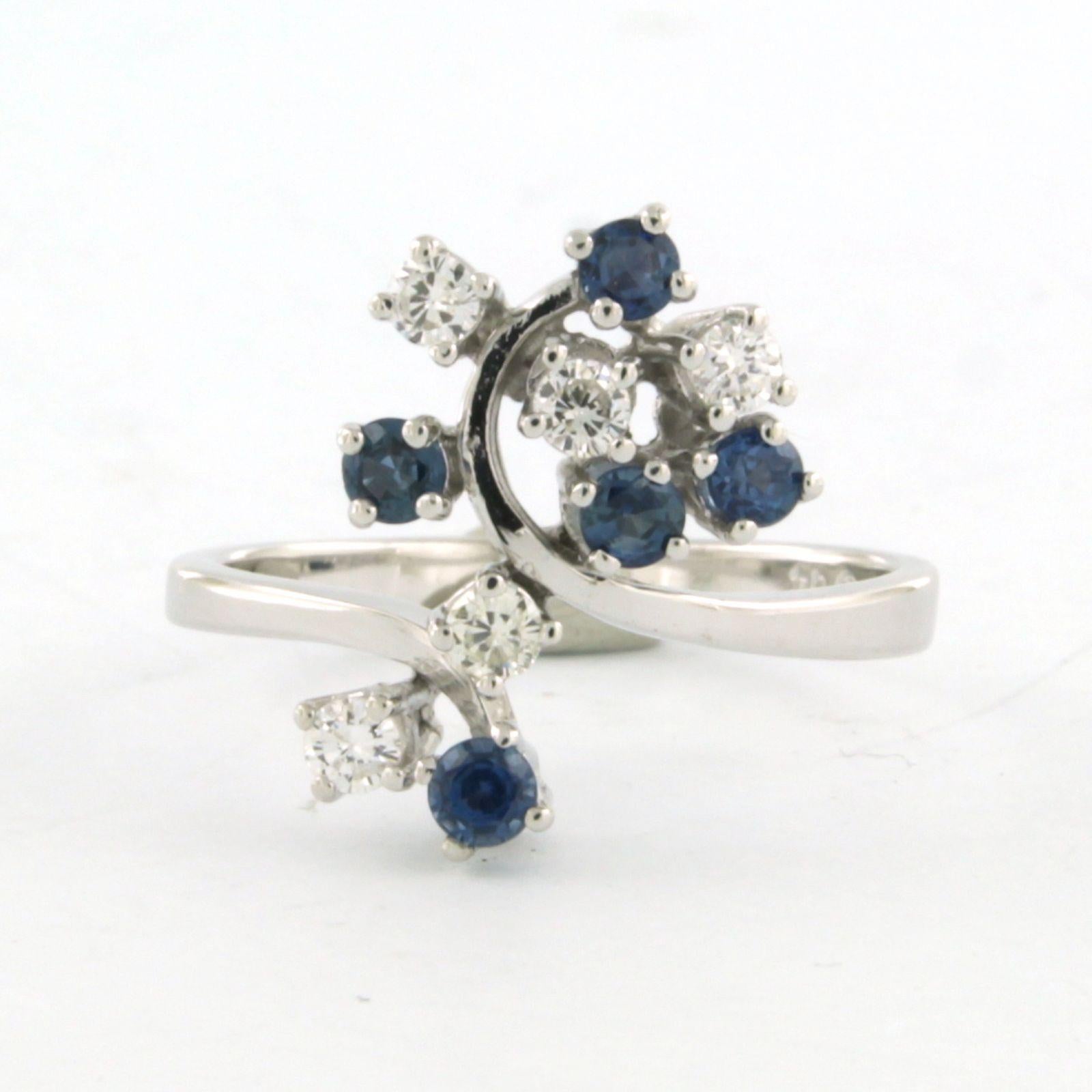 Ring mit Saphir und Diamanten im Brillantschliff bis zu 0,25ct 14k Gold 3,9 Gramm im Angebot 2