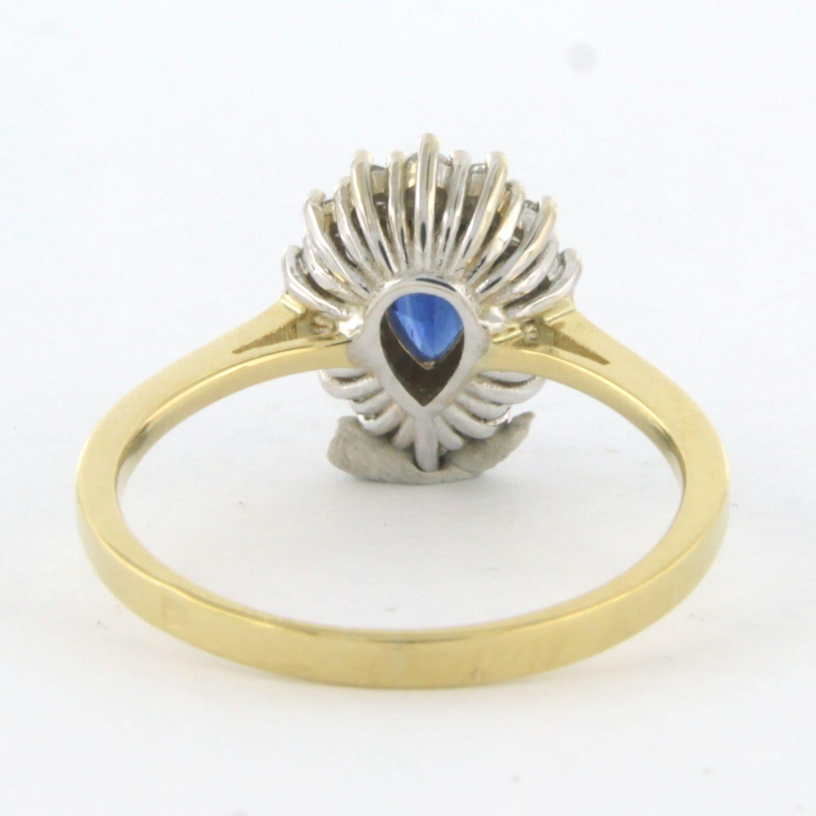 Ring mit Saphiren und Diamanten im Brillantschliff bis zu 0,32 Karat 18k zweifarbigem Gold Damen im Angebot