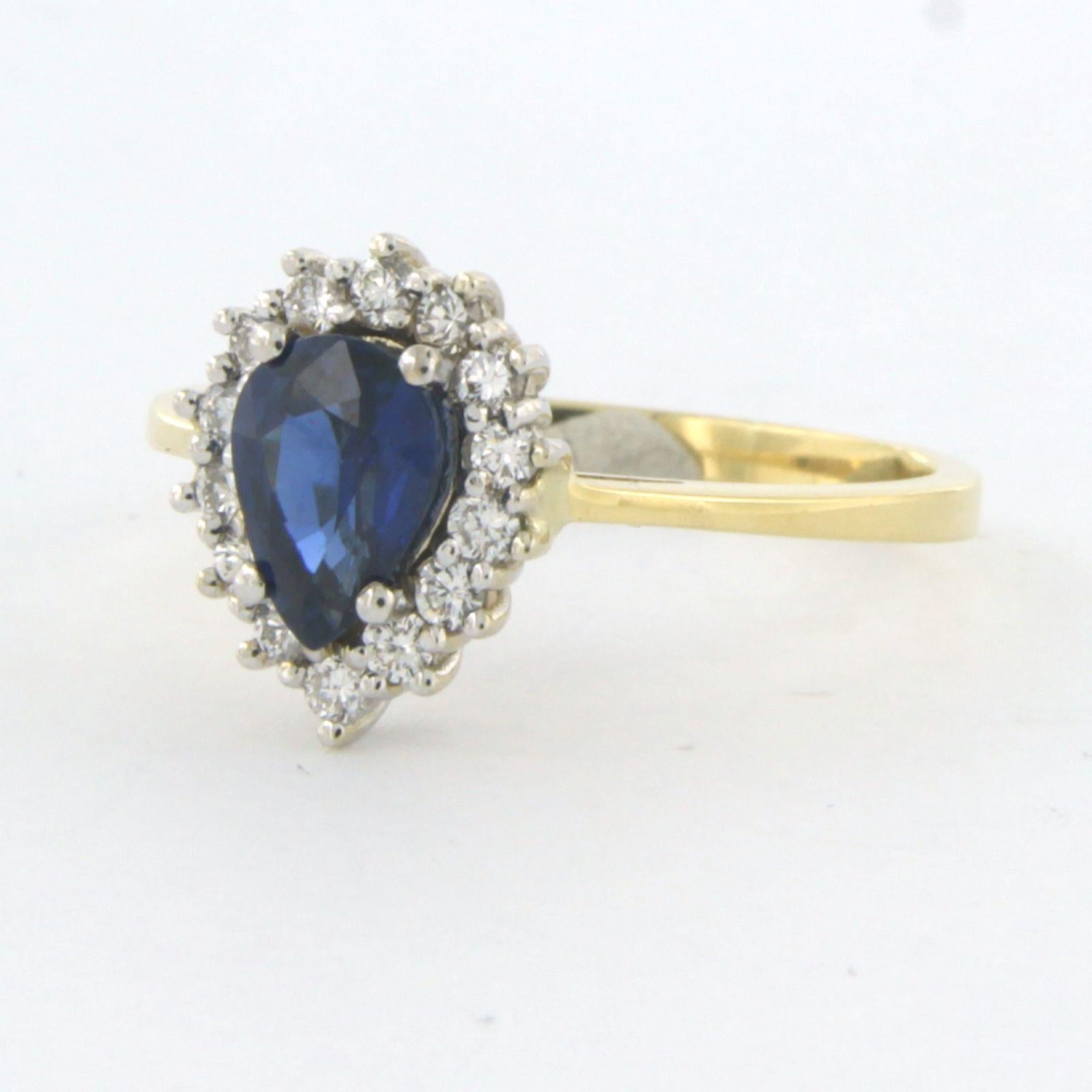 Ring mit Saphiren und Diamanten im Brillantschliff bis zu 0,32 Karat 18k zweifarbigem Gold im Angebot 1
