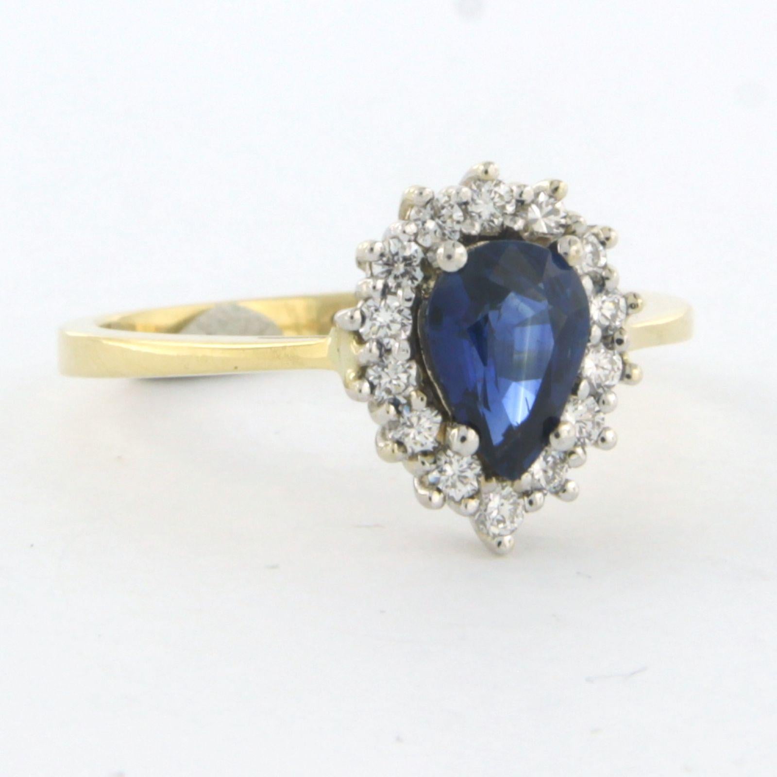 Ring mit Saphiren und Diamanten im Brillantschliff bis zu 0,32 Karat 18k zweifarbigem Gold im Angebot 2