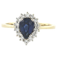 Ring with sapphire and brilliant cut diamonds up to 0.32ct 18k bicolour gold