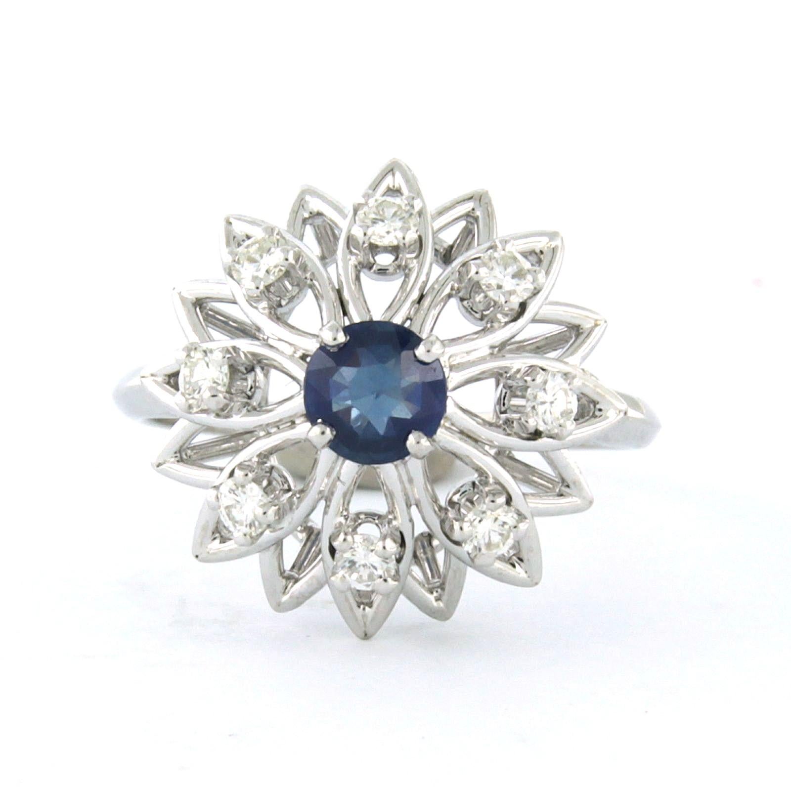 Ring mit Saphir und Diamanten im Brillantschliff bis zu 0,32ct 18k Gold 5,0 Gramm im Zustand „Hervorragend“ im Angebot in The Hague, ZH