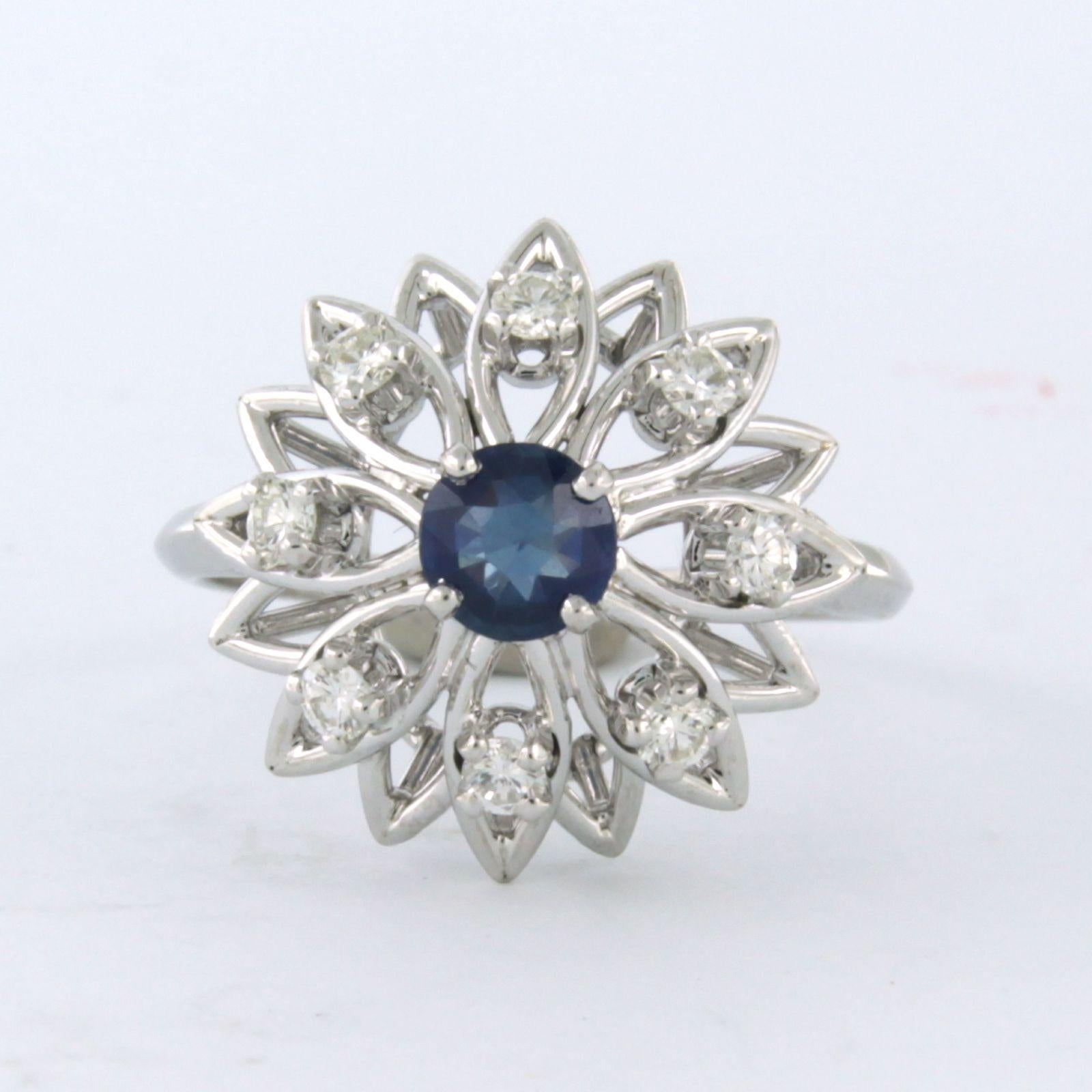 Ring mit Saphiren und Diamanten im Brillantschliff bis zu 0,32 Karat 18k Weißgold im Zustand „Hervorragend“ im Angebot in The Hague, ZH
