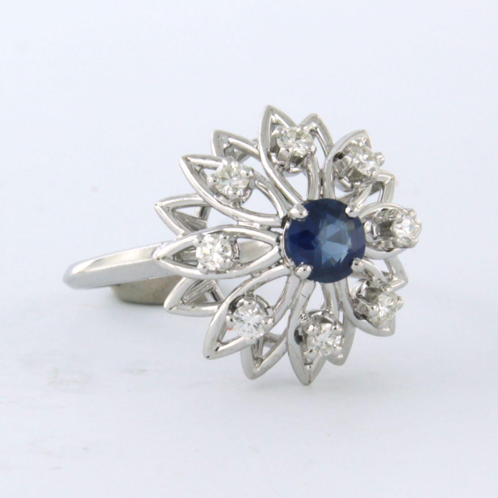 Ring mit Saphiren und Diamanten im Brillantschliff bis zu 0,32 Karat 18k Weißgold Damen im Angebot