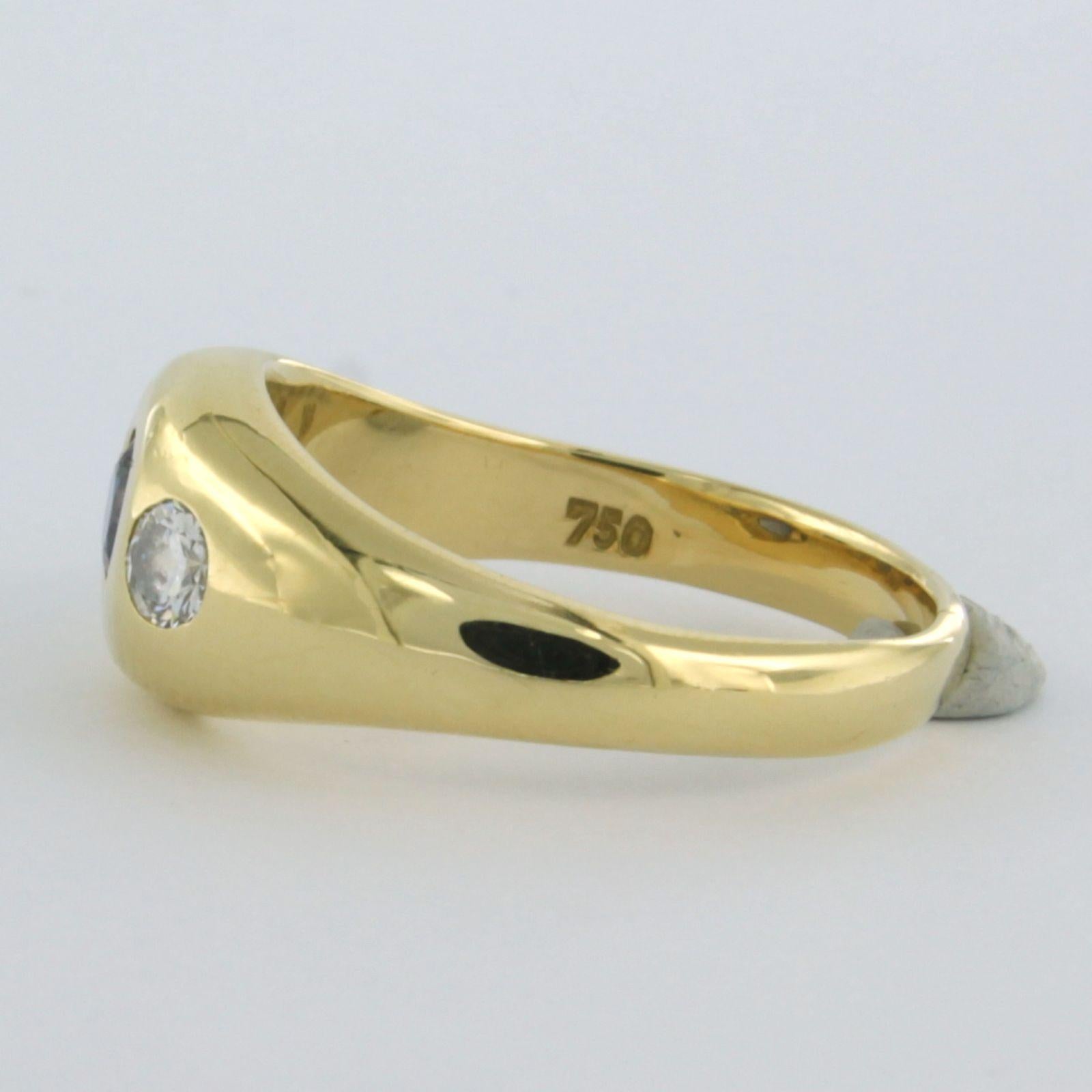 Bague avec saphir et diamants taille brillant jusqu'à 0,32ct Or jaune 18k Excellent état - En vente à The Hague, ZH