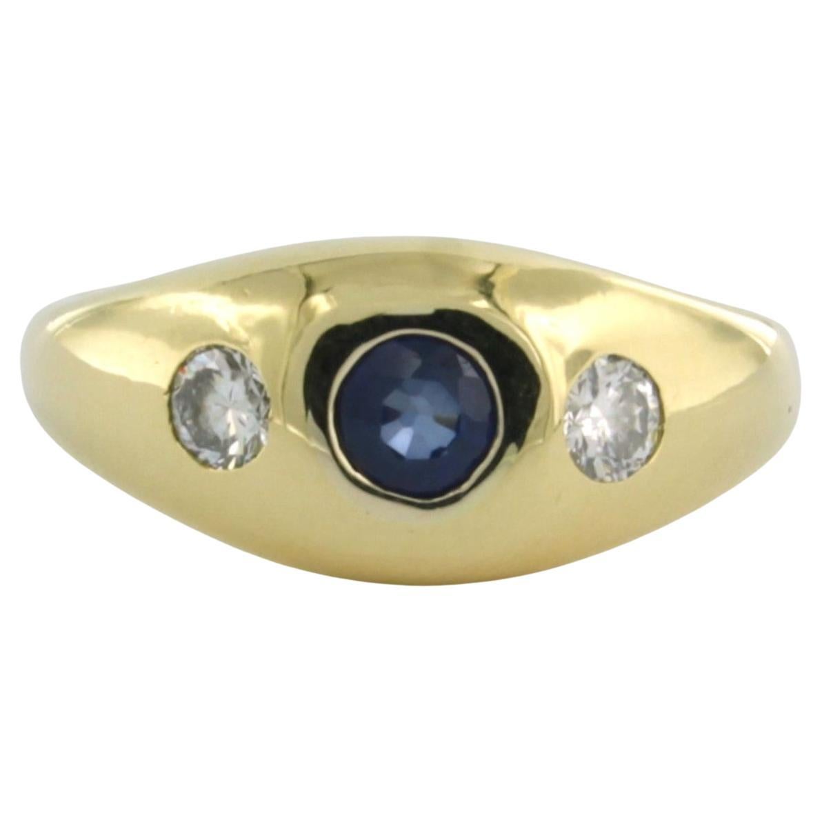 Bague avec saphir et diamants taille brillant jusqu'à 0,32ct Or jaune 18k
