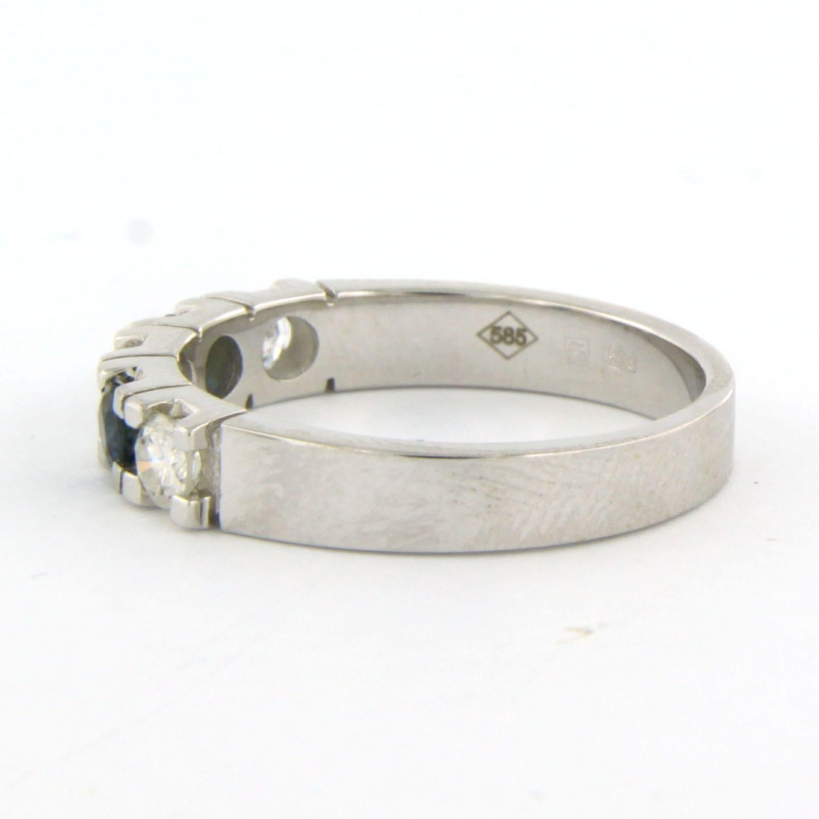 Bague avec saphir et diamants taille brillant jusqu'à 0,33 ct Or blanc 14k Neuf - En vente à The Hague, ZH