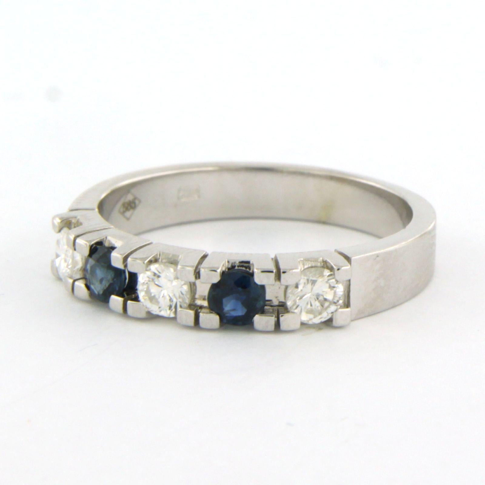 Bague avec saphir et diamants taille brillant jusqu'à 0,33 ct Or blanc 14k Pour femmes en vente