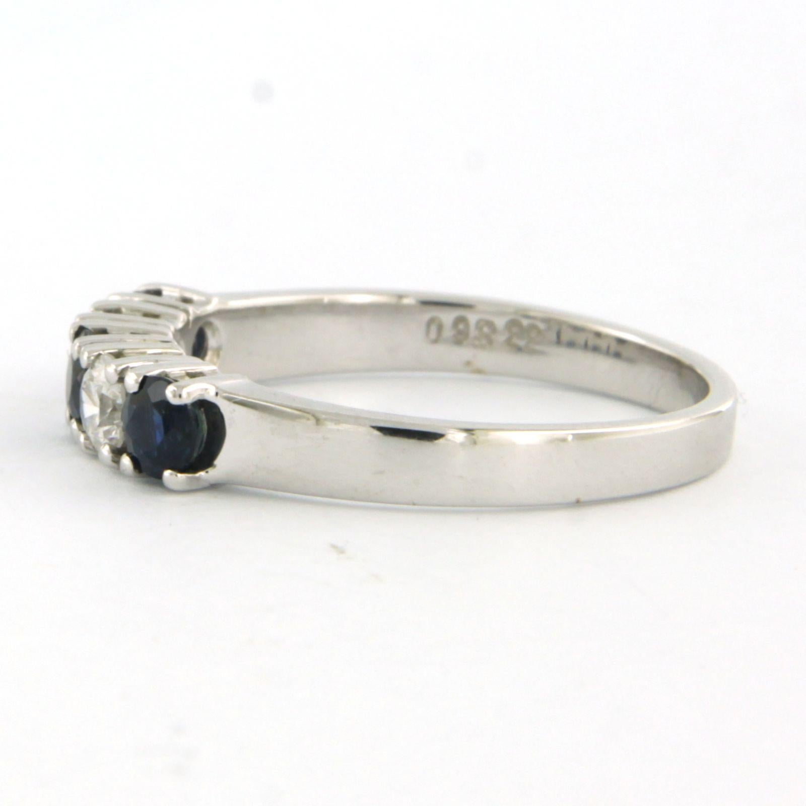Ring mit Saphiren und Diamanten im Brillantschliff bis zu 0,33 Karat 18k Weißgold Damen im Angebot