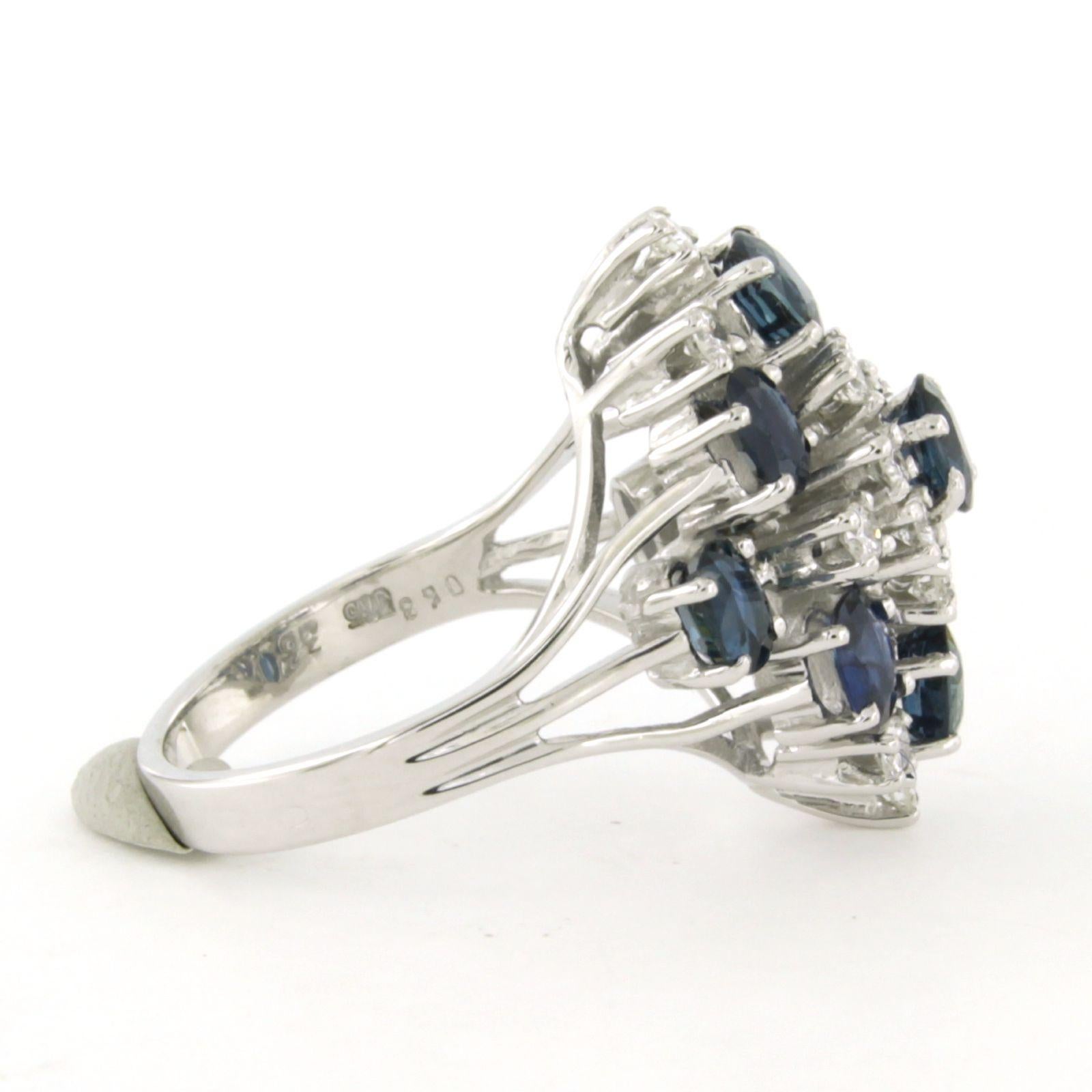 Ring mit Saphir und Diamanten im Brillantschliff bis zu 0,36ct 14k Gold 7,1 Gramm (Moderne) im Angebot