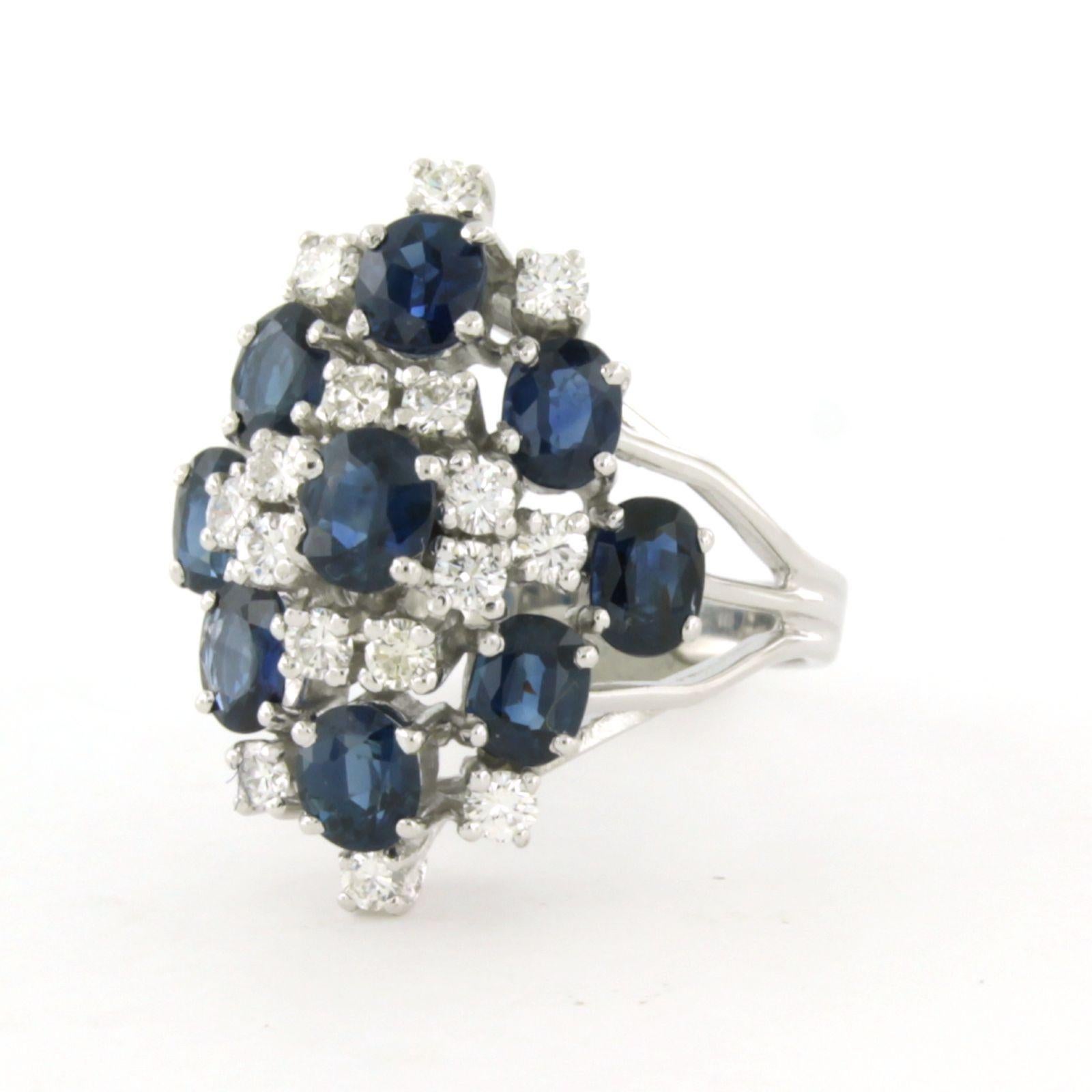 Ring mit Saphir und Diamanten im Brillantschliff bis zu 0,36ct 14k Gold 7,1 Gramm Damen im Angebot