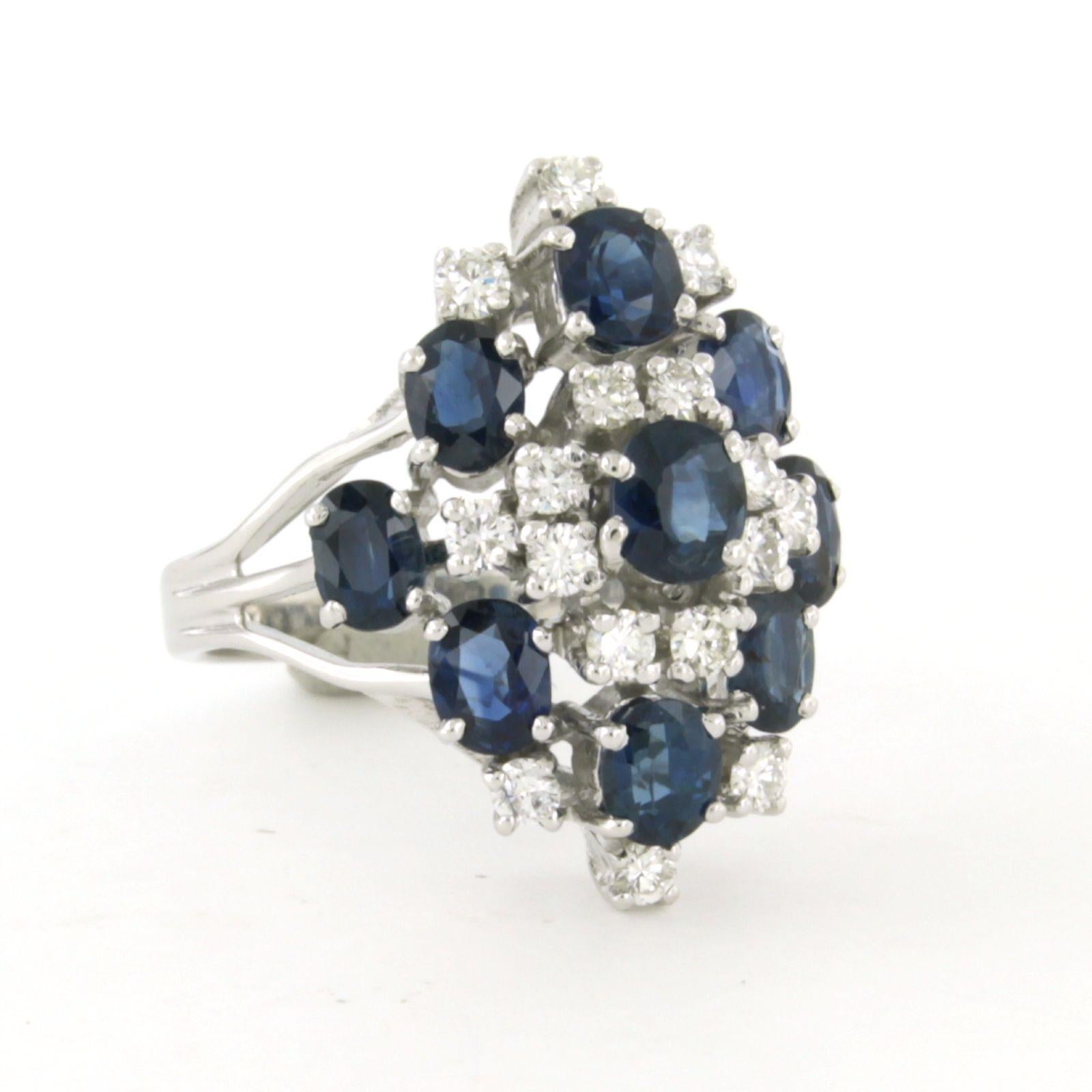 Ring mit Saphir und Diamanten im Brillantschliff bis zu 0,36ct 14k Gold 7,1 Gramm im Angebot 1