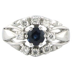 Ring with sapphire and brilliant cut diamonds up to 0.40ct 14k gold