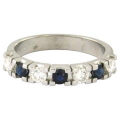 Anello con zaffiro e diamanti a taglio Brilliante fino a 0,48 ct, oro 14k, 3,7 grammi