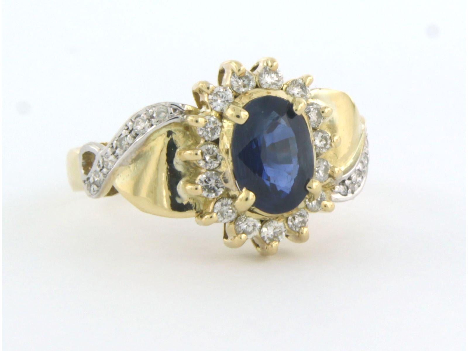 Ring mit Saphiren und Diamanten im Brillantschliff bis zu 0,50 Karat 14 Karat zweifarbigem Gold Damen im Angebot