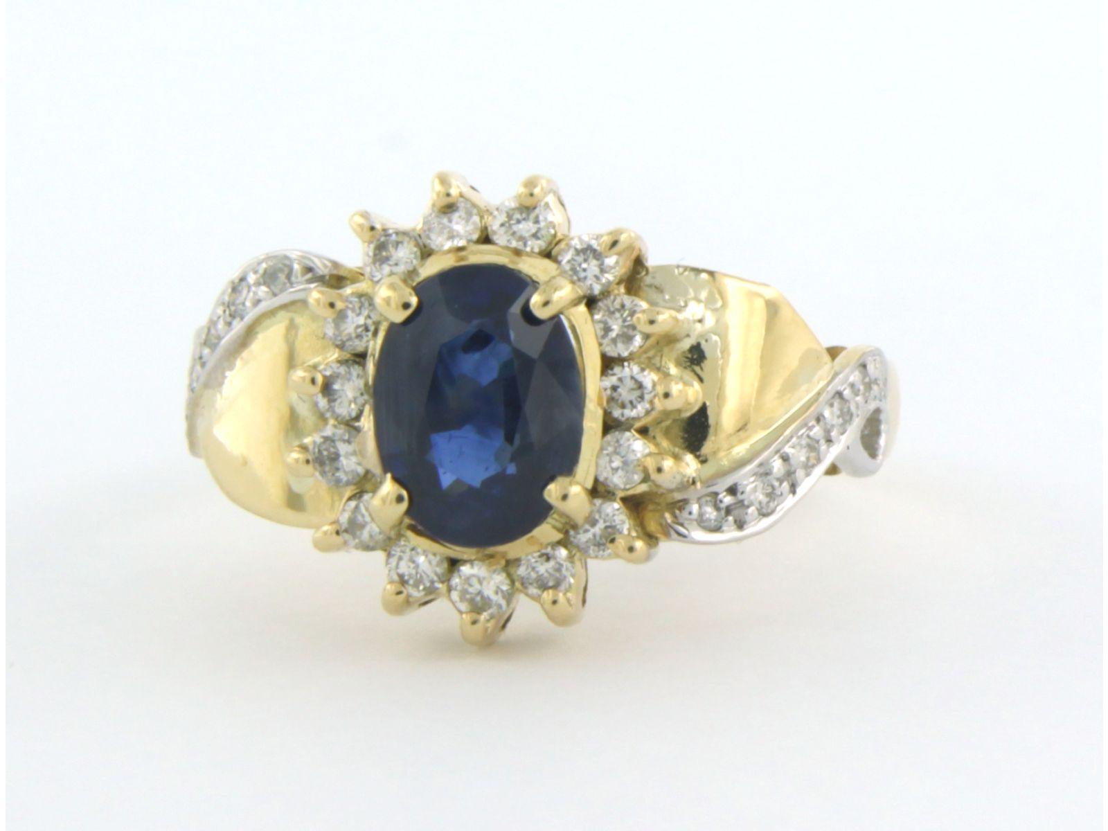 Ring mit Saphiren und Diamanten im Brillantschliff bis zu 0,50 Karat 14 Karat zweifarbigem Gold im Angebot 1