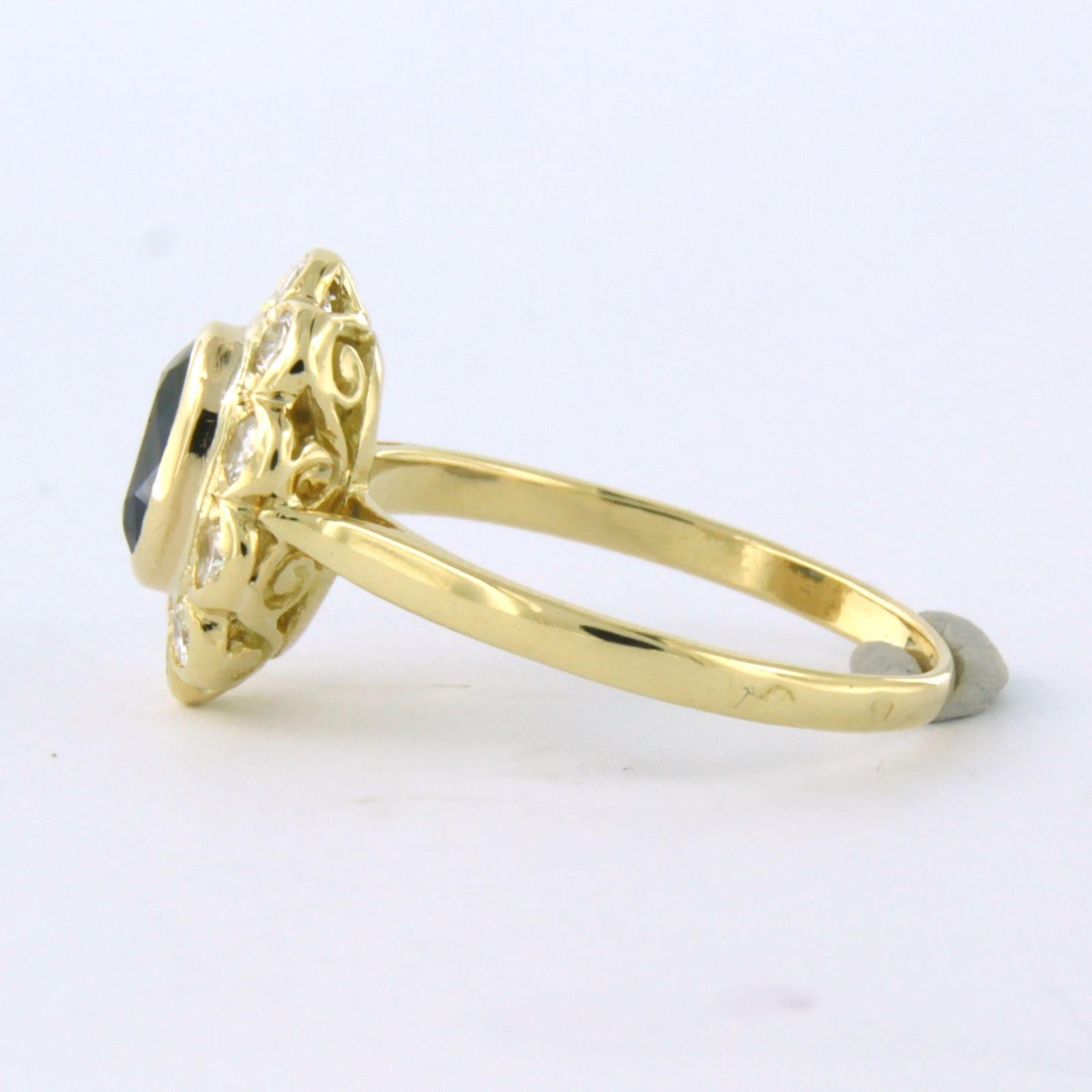 Moderne Bague avec saphir et diamants taille brillant jusqu'à 0,50ct Or 18k 3,4 grammes en vente