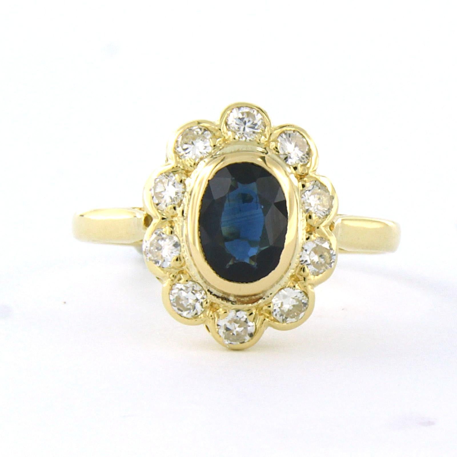 Ring with sapphire and brilliant cut diamonds up to 0.50ct 18k gold 3.4 grams (Moderne) im Angebot