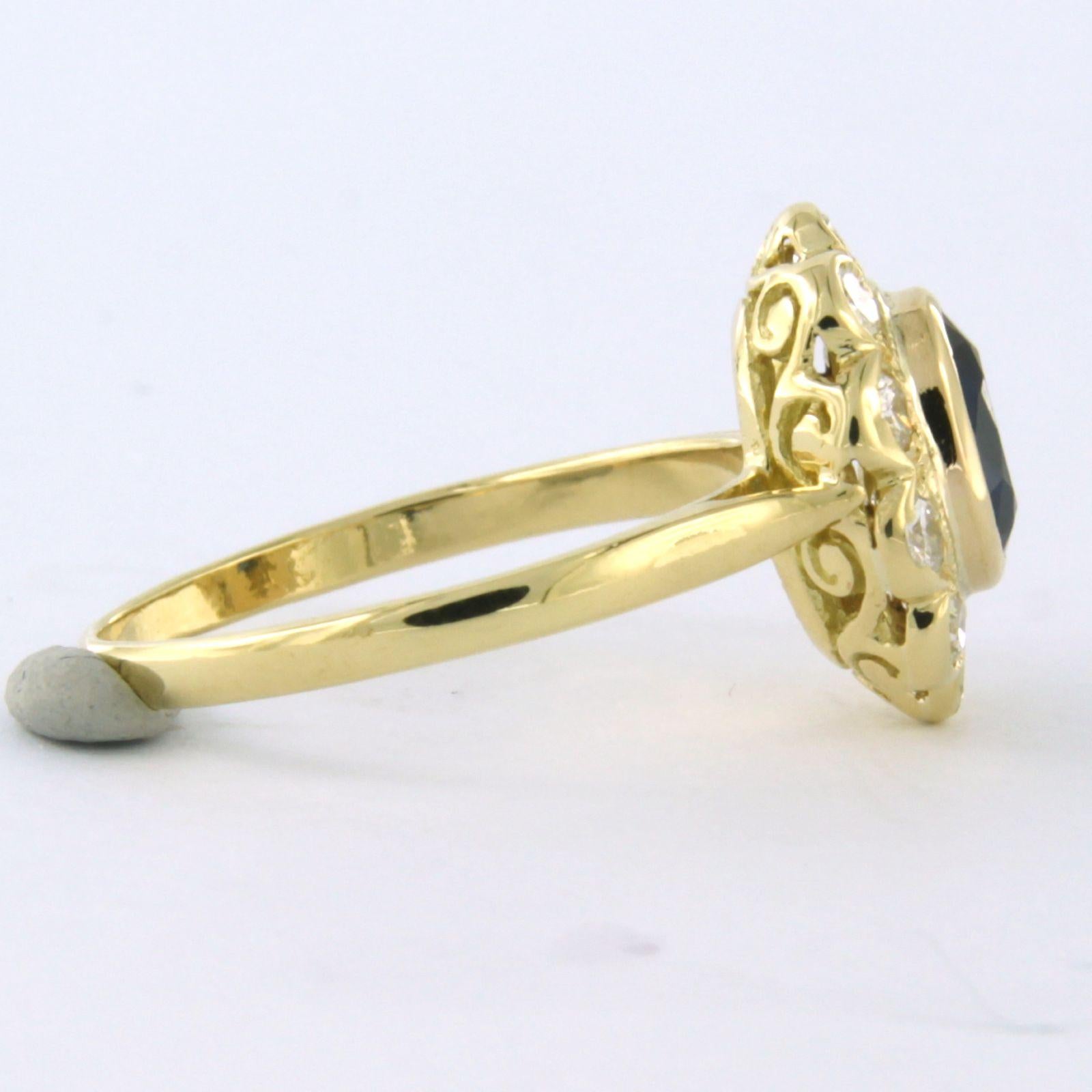 Taille brillant Bague avec saphir et diamants taille brillant jusqu'à 0,50ct Or 18k 3,4 grammes en vente