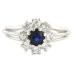 Ring with sapphire and brilliant cut diamonds up to 0.50ct 18k gold 4.1 grams
