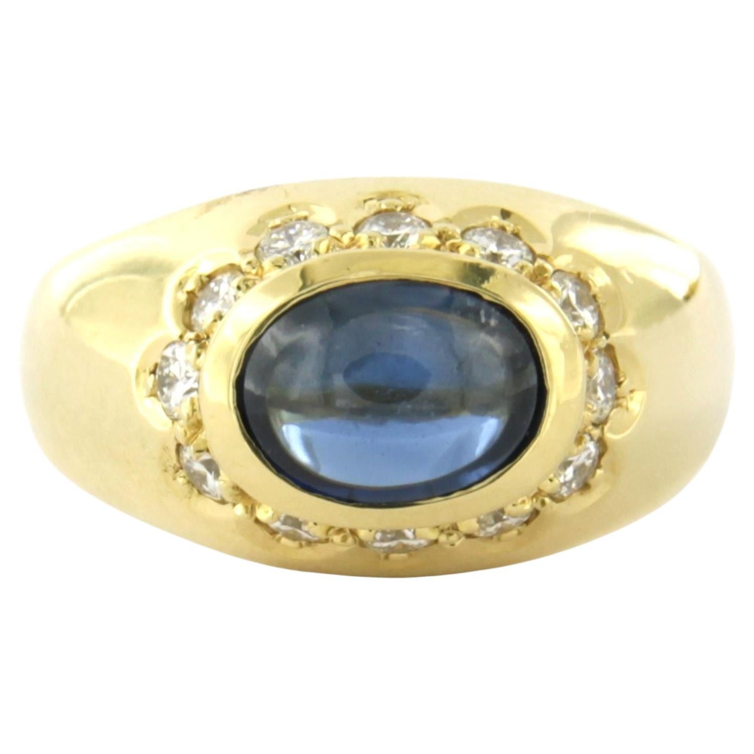 Ring with sapphire and brilliant cut diamonds up to 0.50ct 18k gold 9.3 grams
