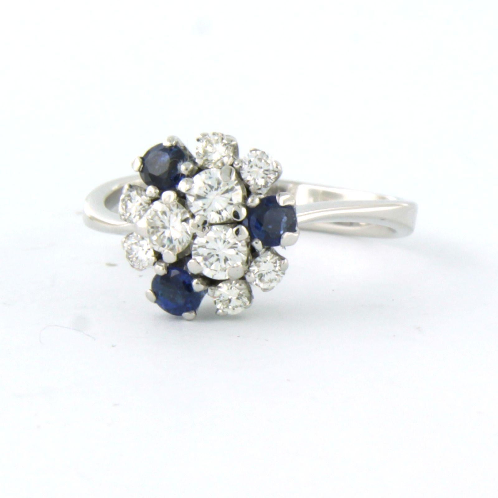 Ring mit Saphiren und Diamanten im Brillantschliff bis zu 0,50 Karat 18 Karat Weißgold Damen im Angebot