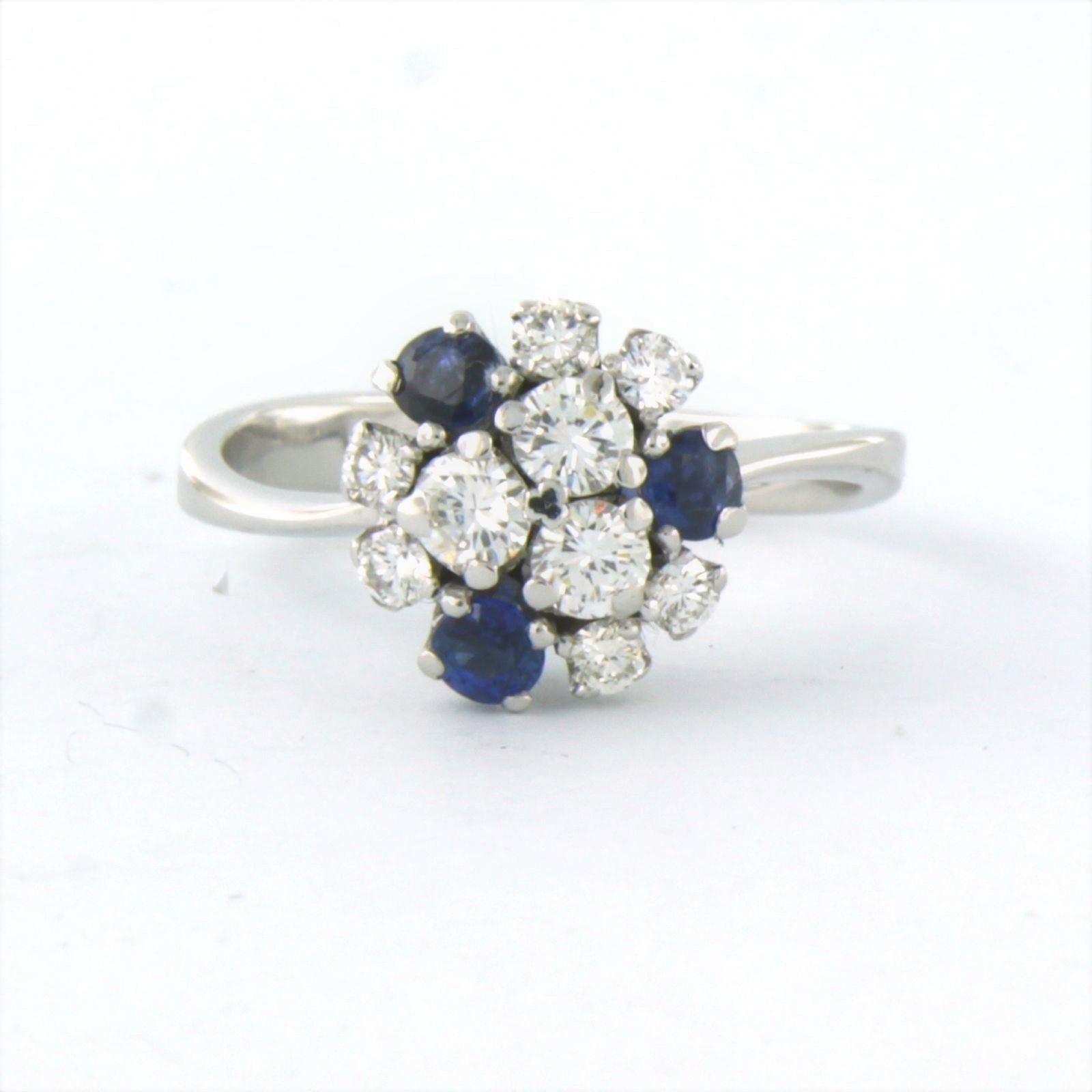Ring mit Saphiren und Diamanten im Brillantschliff bis zu 0,50 Karat 18 Karat Weißgold im Angebot 2