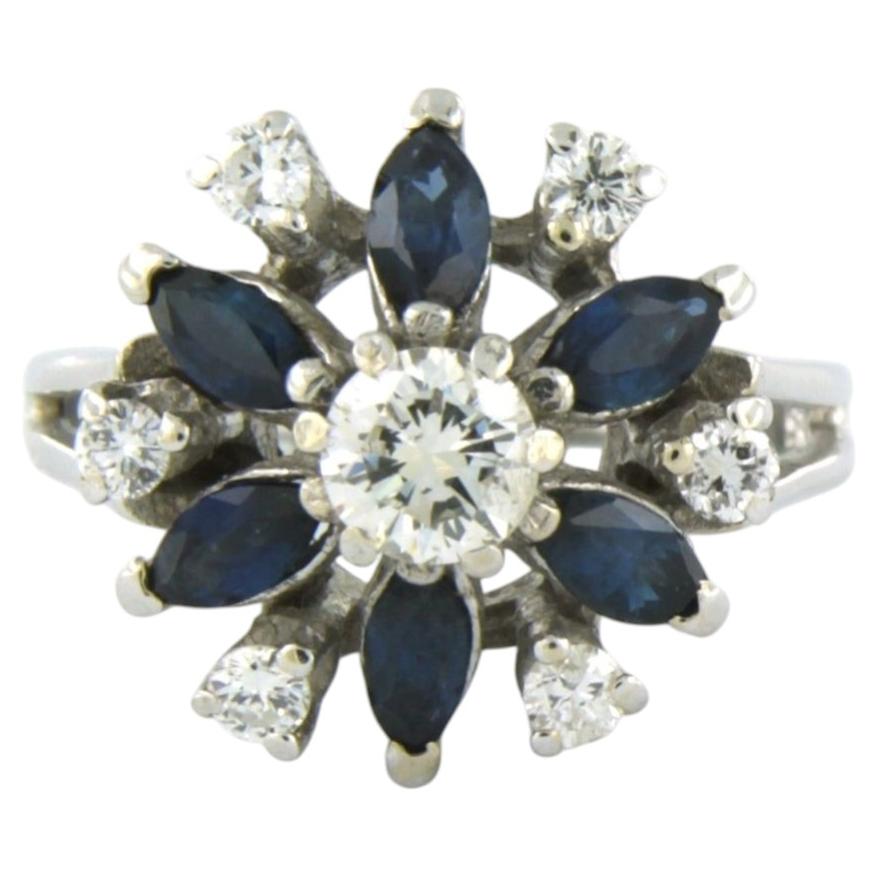 Ring mit Saphir und Diamanten im Brillantschliff bis zu 0,56ct 14k Gold 4,6 Gramm