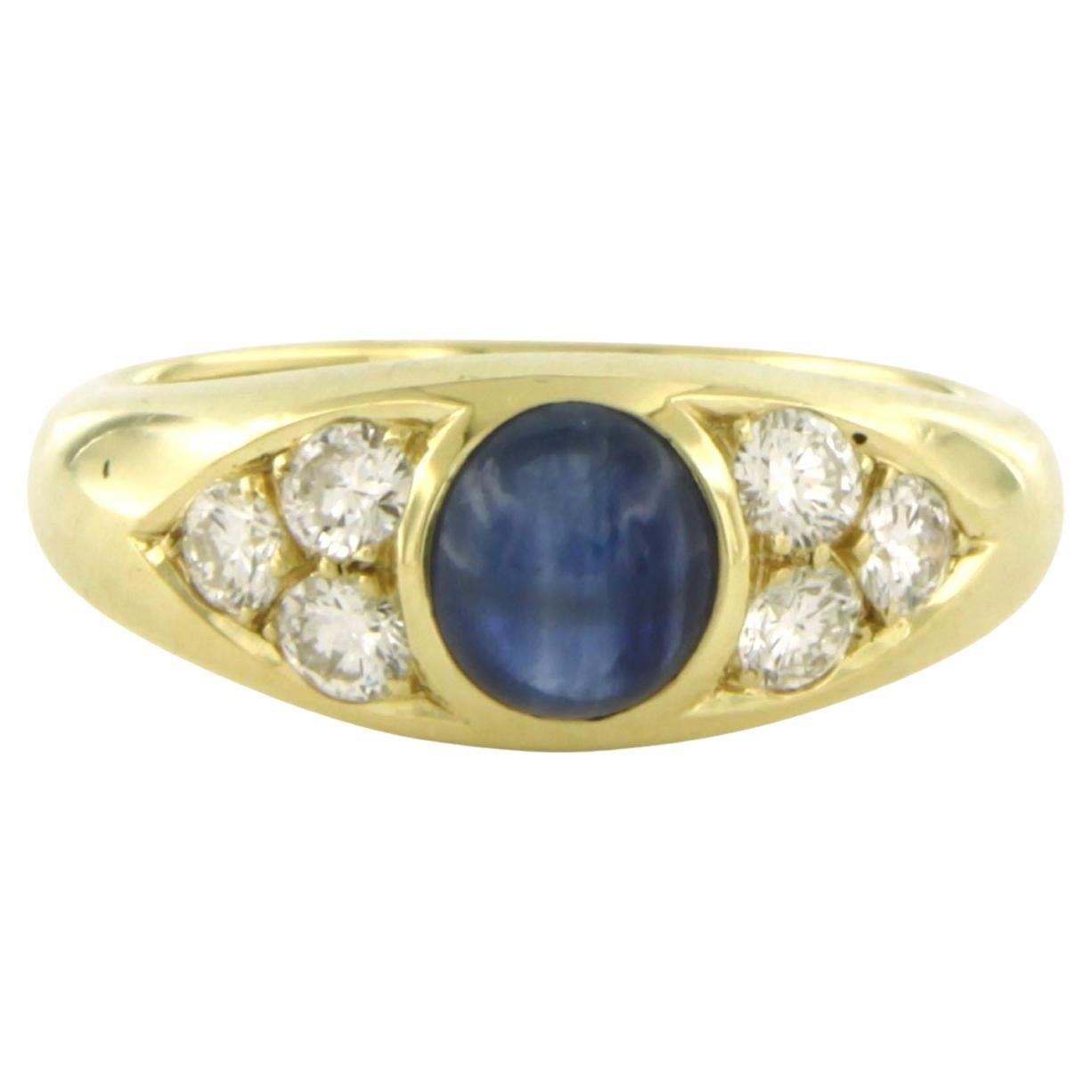 Anillo con zafiro y diamantes talla brillante de hasta 0,60 ct Oro de 14k 5,9 gramos