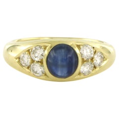 Anillo con zafiro y diamantes talla brillante de hasta 0,60 ct Oro de 14k 5,9 gramos
