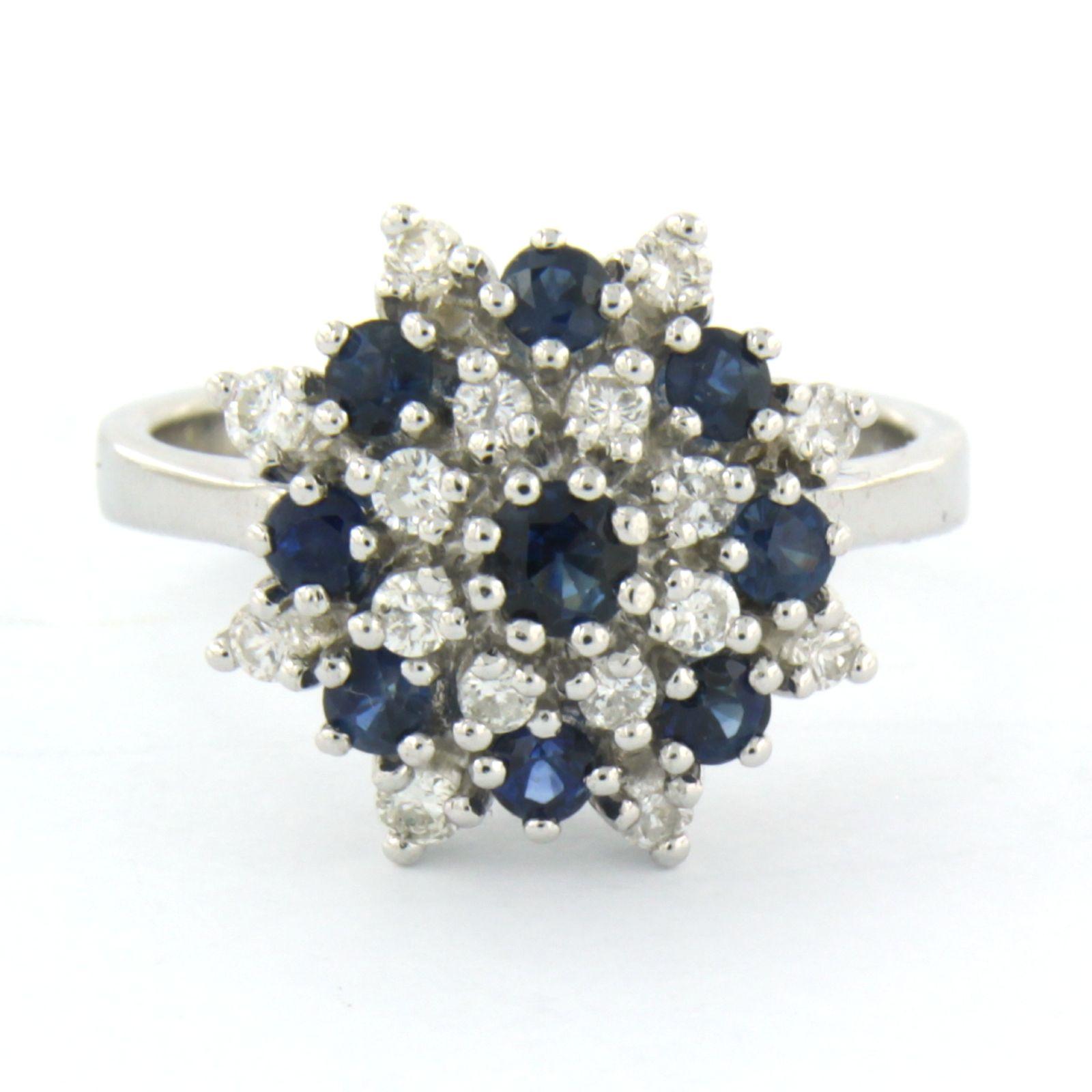 Ring with sapphire and brilliant cut diamonds up to 0.70ct 18k gold 7.0 grams For Sale