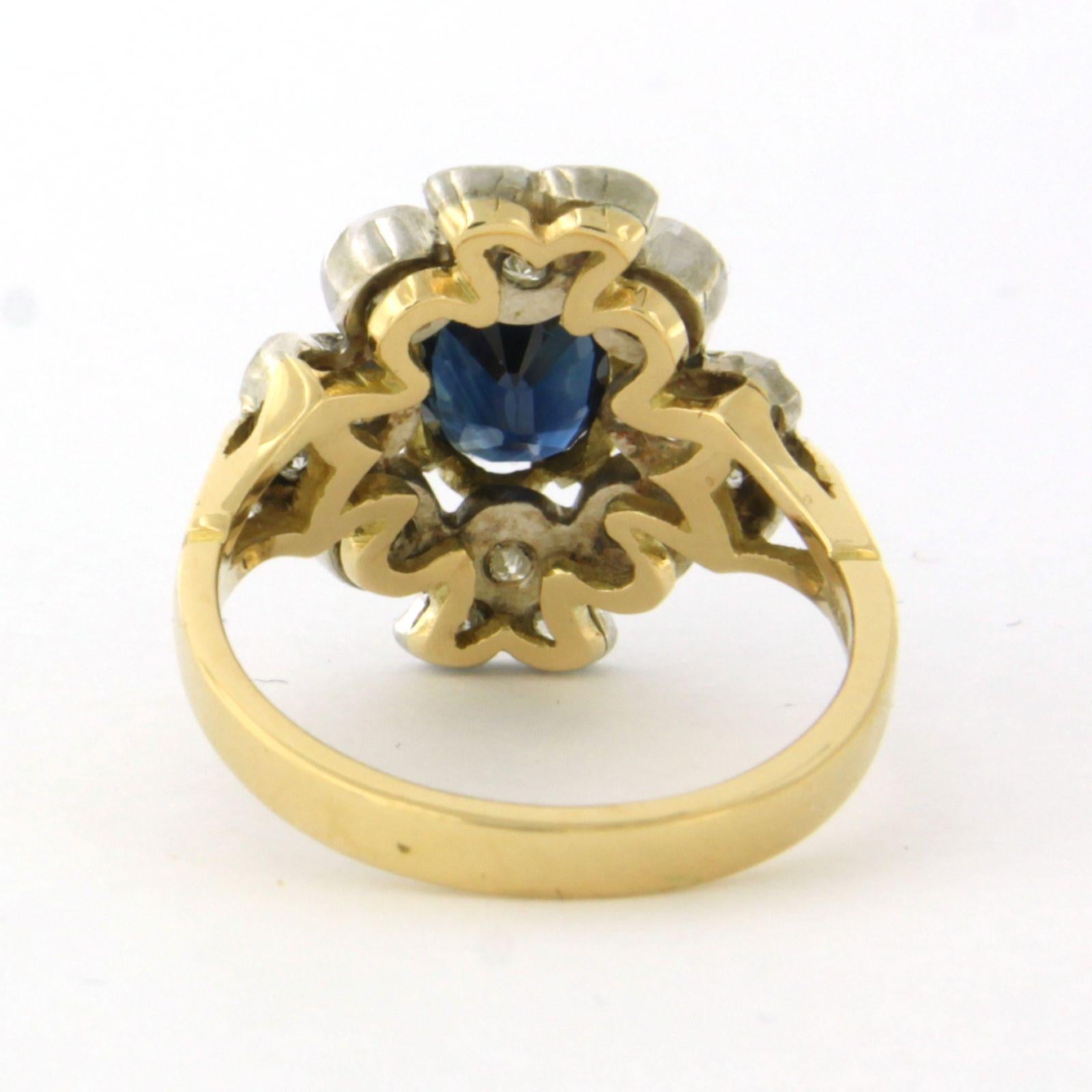 Taille brillant Bague avec saphir et diamants taille brillant jusqu'à 0,75ct Or 18k et argent en vente