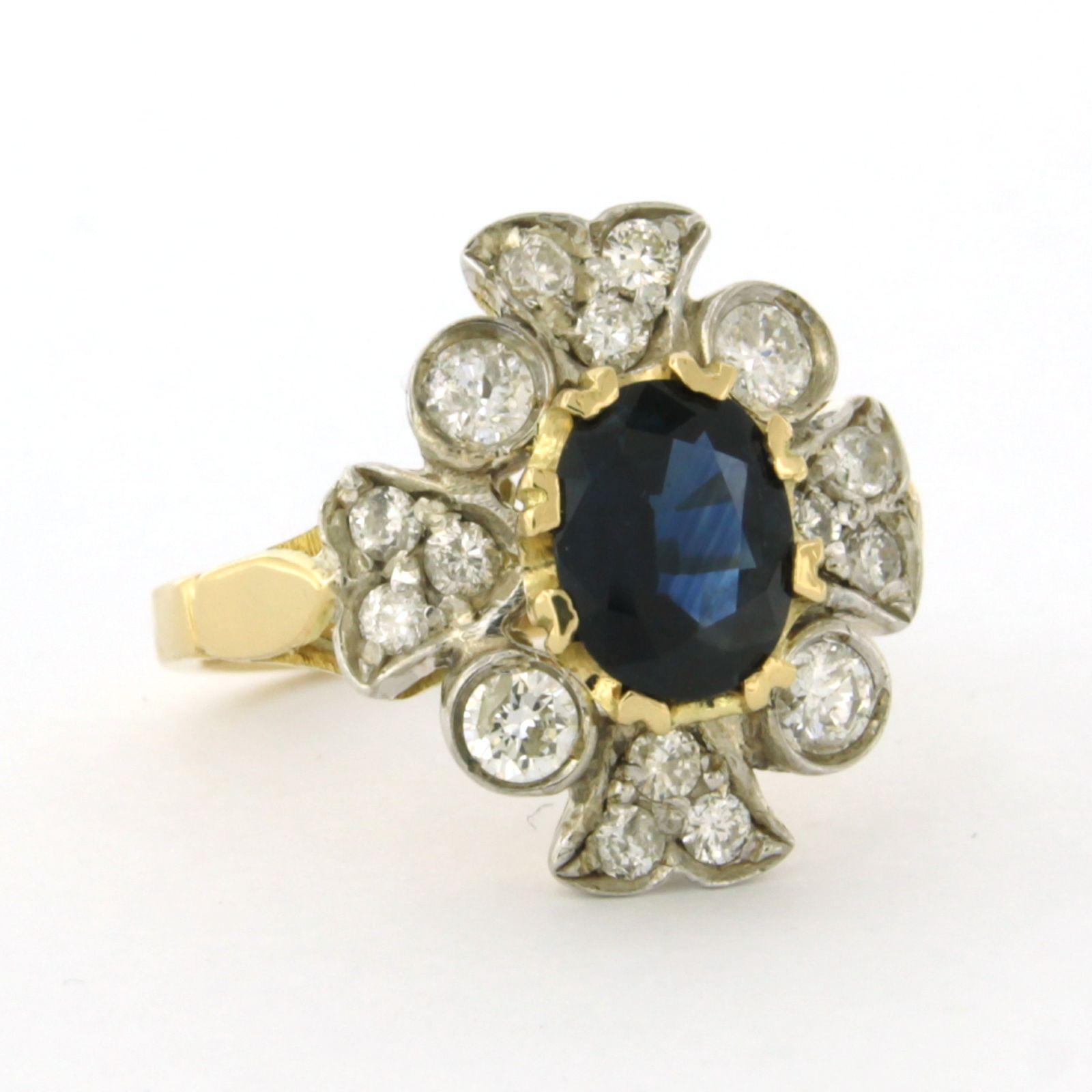 Bague avec saphir et diamants taille brillant jusqu'à 0,75ct Or 18k et argent Pour femmes en vente
