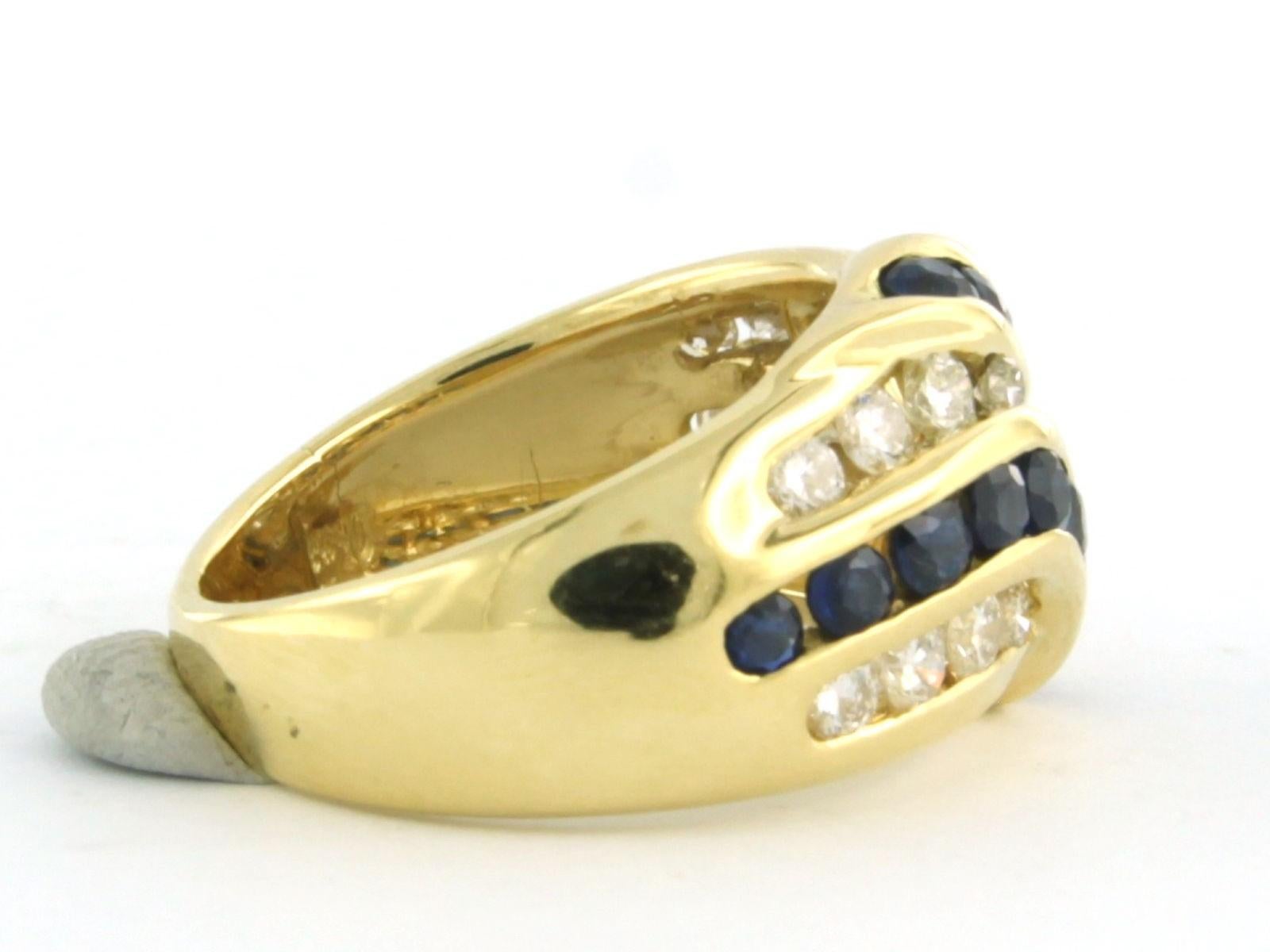 Ring mit Saphiren und Diamanten im Brillantschliff bis zu 0,78 Karat 18k Gold 8,5 Gramm (Moderne) im Angebot