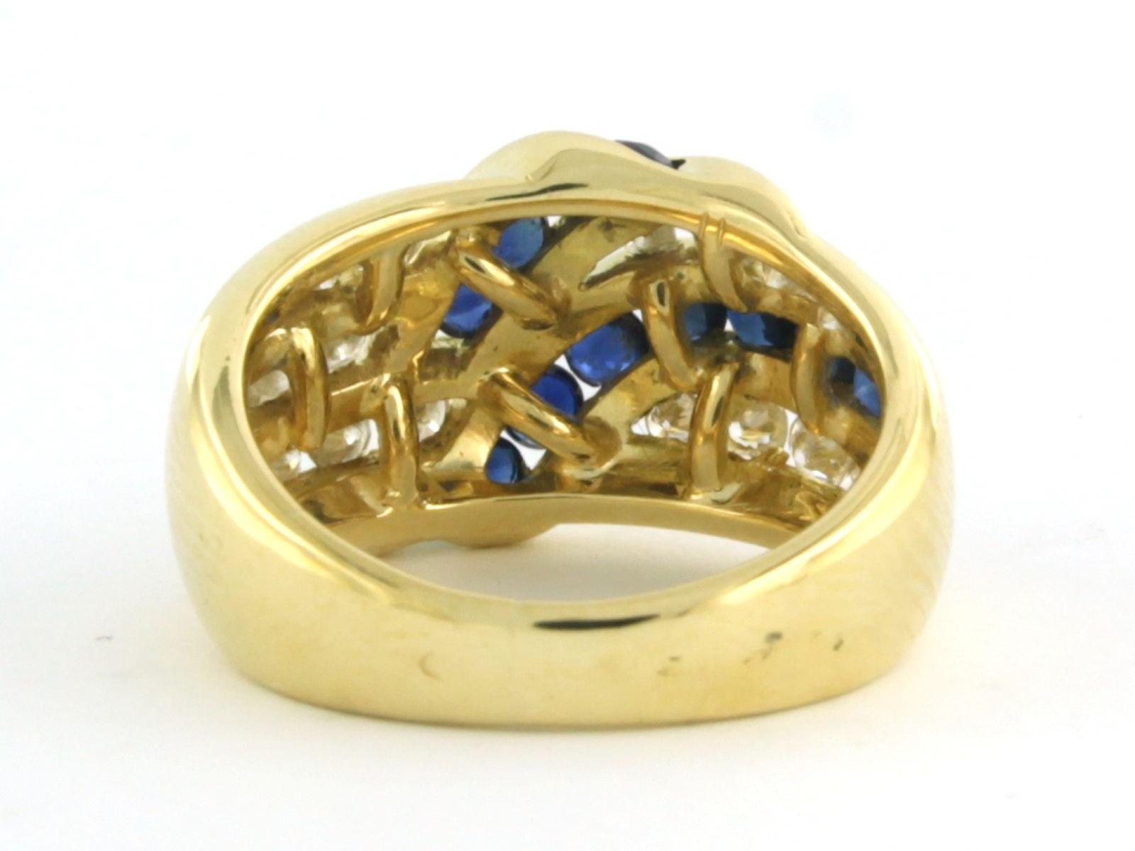 Ring mit Saphiren und Diamanten im Brillantschliff bis zu 0,78 Karat 18k Gold 8,5 Gramm im Zustand „Hervorragend“ im Angebot in The Hague, ZH