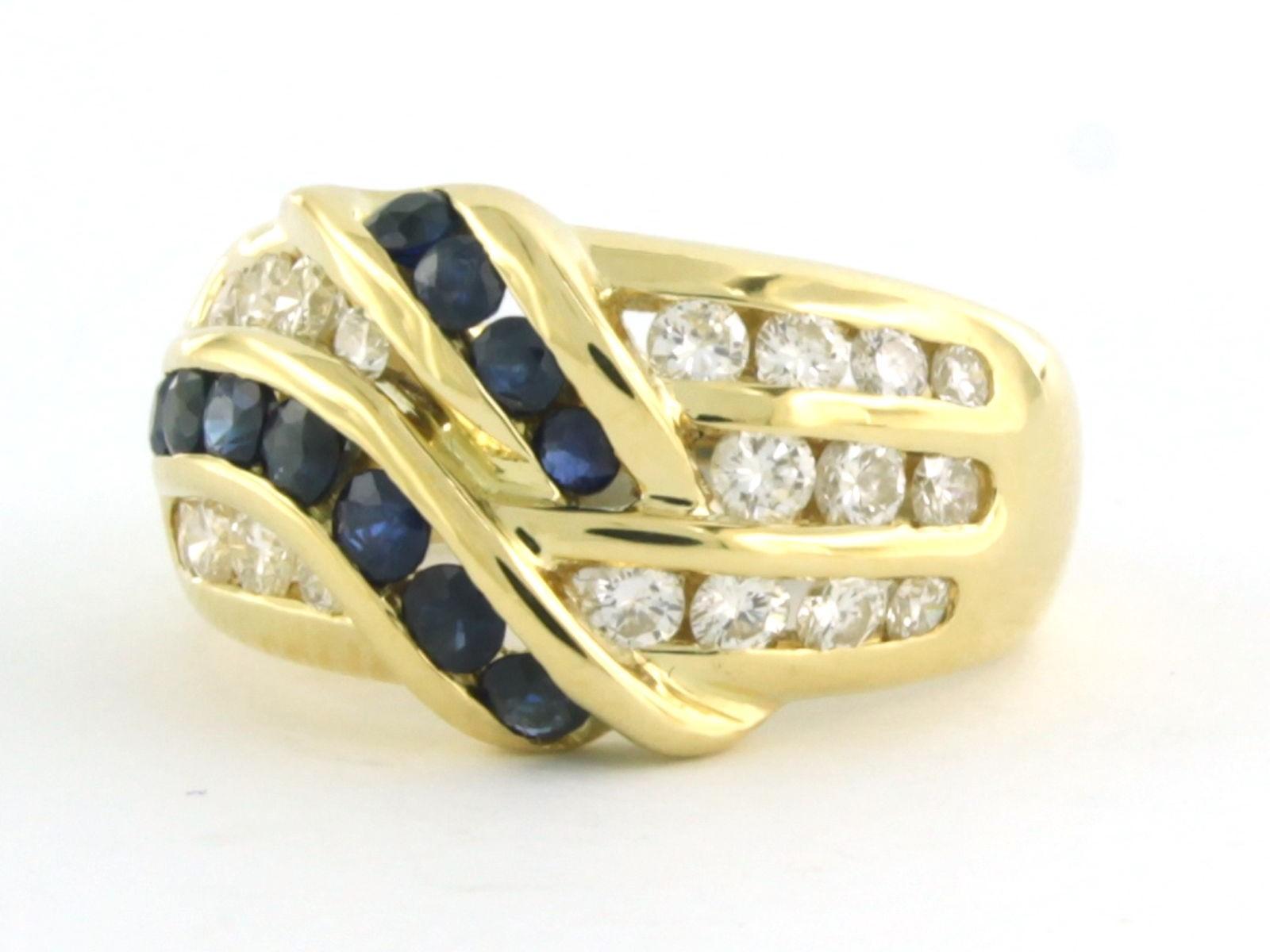 Ring mit Saphiren und Diamanten im Brillantschliff bis zu 0,78 Karat 18k Gold 8,5 Gramm Damen im Angebot