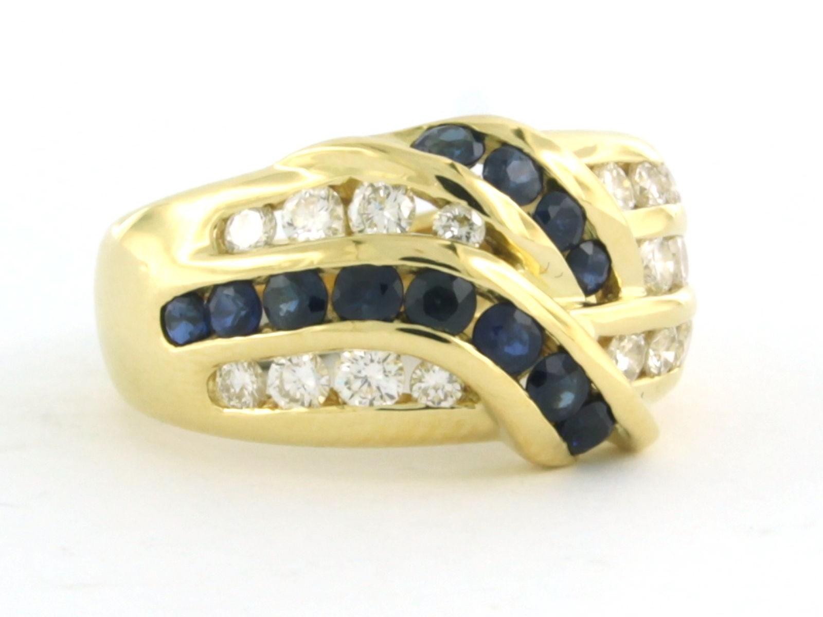 Ring mit Saphiren und Diamanten im Brillantschliff bis zu 0,78 Karat 18k Gold 8,5 Gramm im Angebot 1