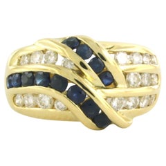 Ring with sapphire and brilliant cut diamonds up to 0.78ct 18k gold 8.5 grams