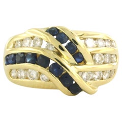 Ring with sapphire and brilliant cut diamonds up to 0.78ct 18k yellow gold