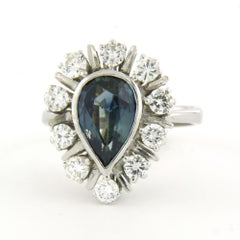 Ring with sapphire and brilliant cut diamonds up to 0.80ct 14k gold 5.2 grams