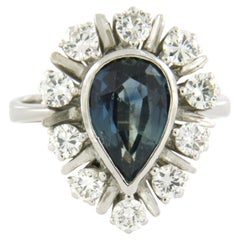 Ring with sapphire and brilliant cut diamonds up to 0.80ct 14k gold 5.2 grams