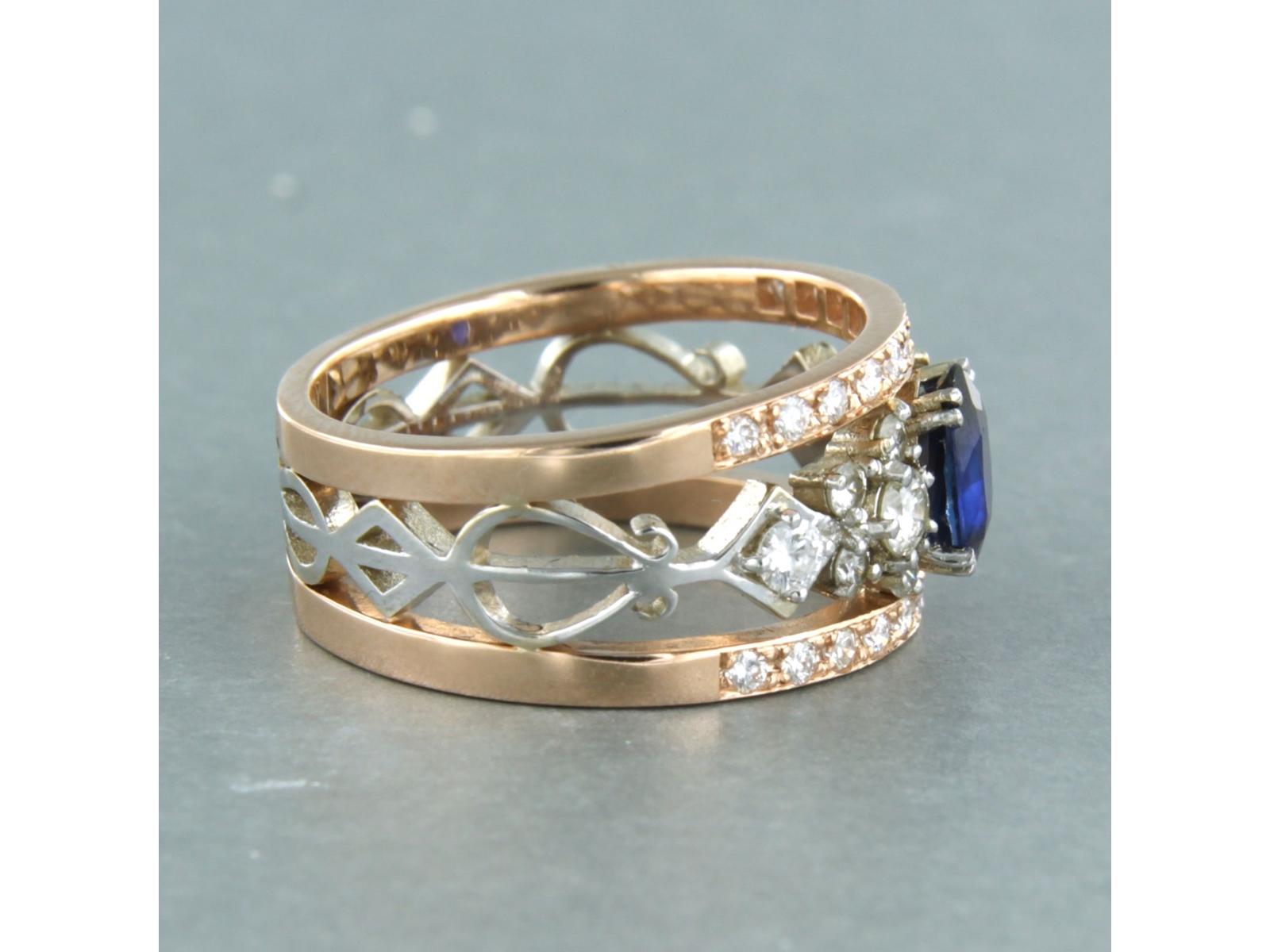 Moderno Anello con zaffiro e diamanti taglio brillante fino a 0,8 carati in oro 18 ct. 7,1 grammi in vendita