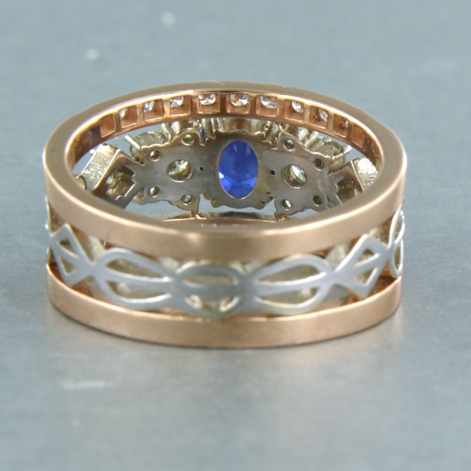 Anello con zaffiro e diamanti taglio brillante fino a 0,8 carati in oro 18 ct. 7,1 grammi In condizioni Nuovo in vendita a The Hague, ZH