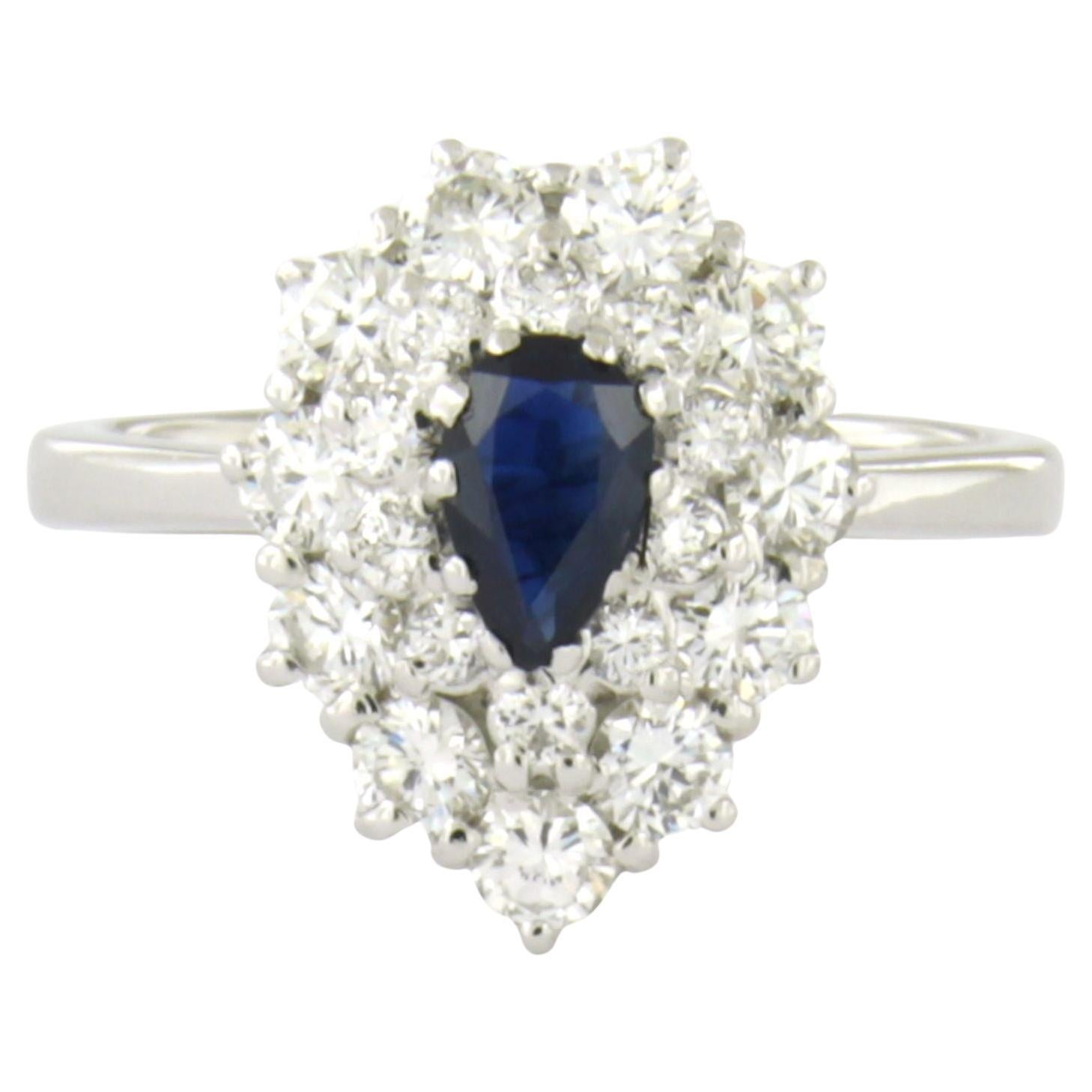 Ring with sapphire and brilliant cut diamonds up to 0.90ct 18k gold 4.2 grams