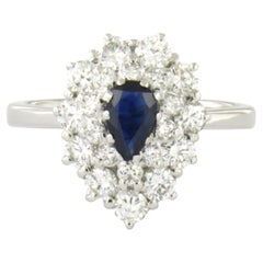 Ring with sapphire and brilliant cut diamonds up to 0.90ct 18k gold 4.2 grams