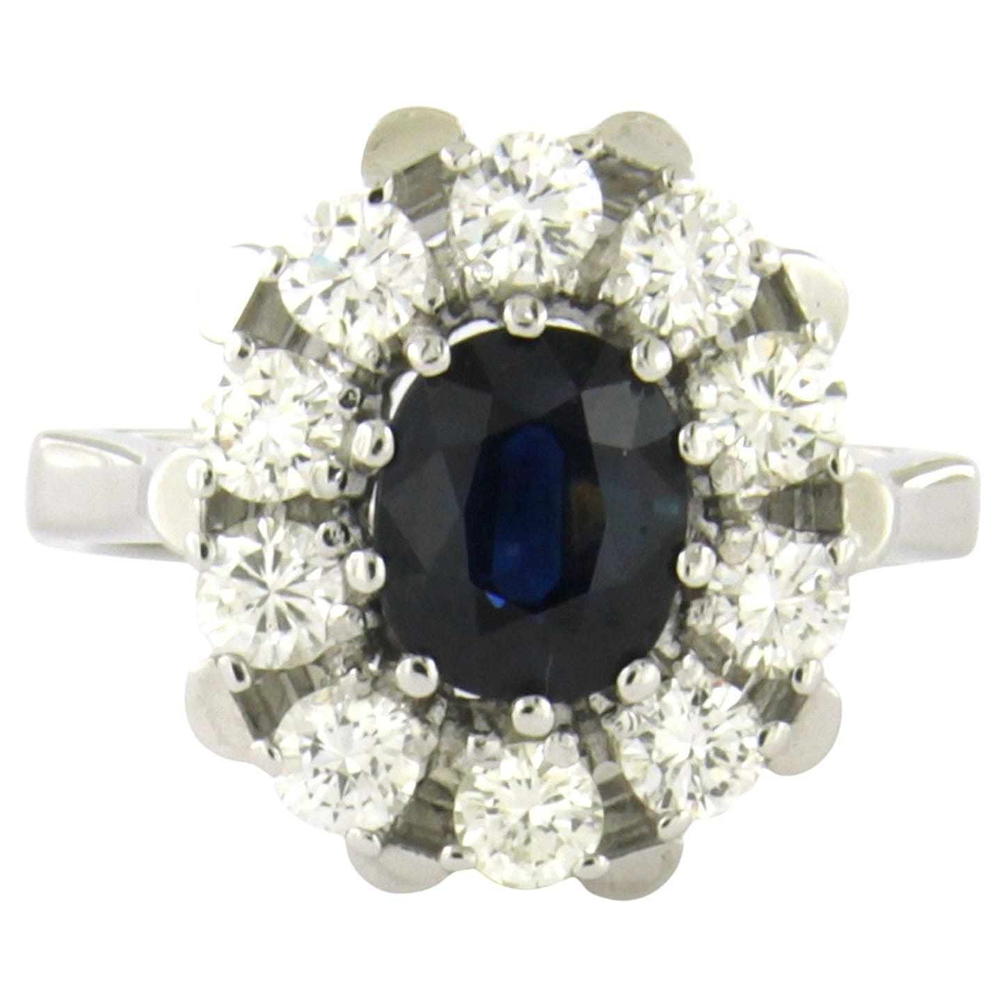 Ring with sapphire and brilliant cut diamonds up to 0.90ct 18k gold 7.2 grams For Sale