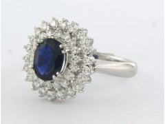 Bague avec saphir et diamants taille brillant jusqu'à 1,00 ct, en or 14 carats, 7,9 grammes