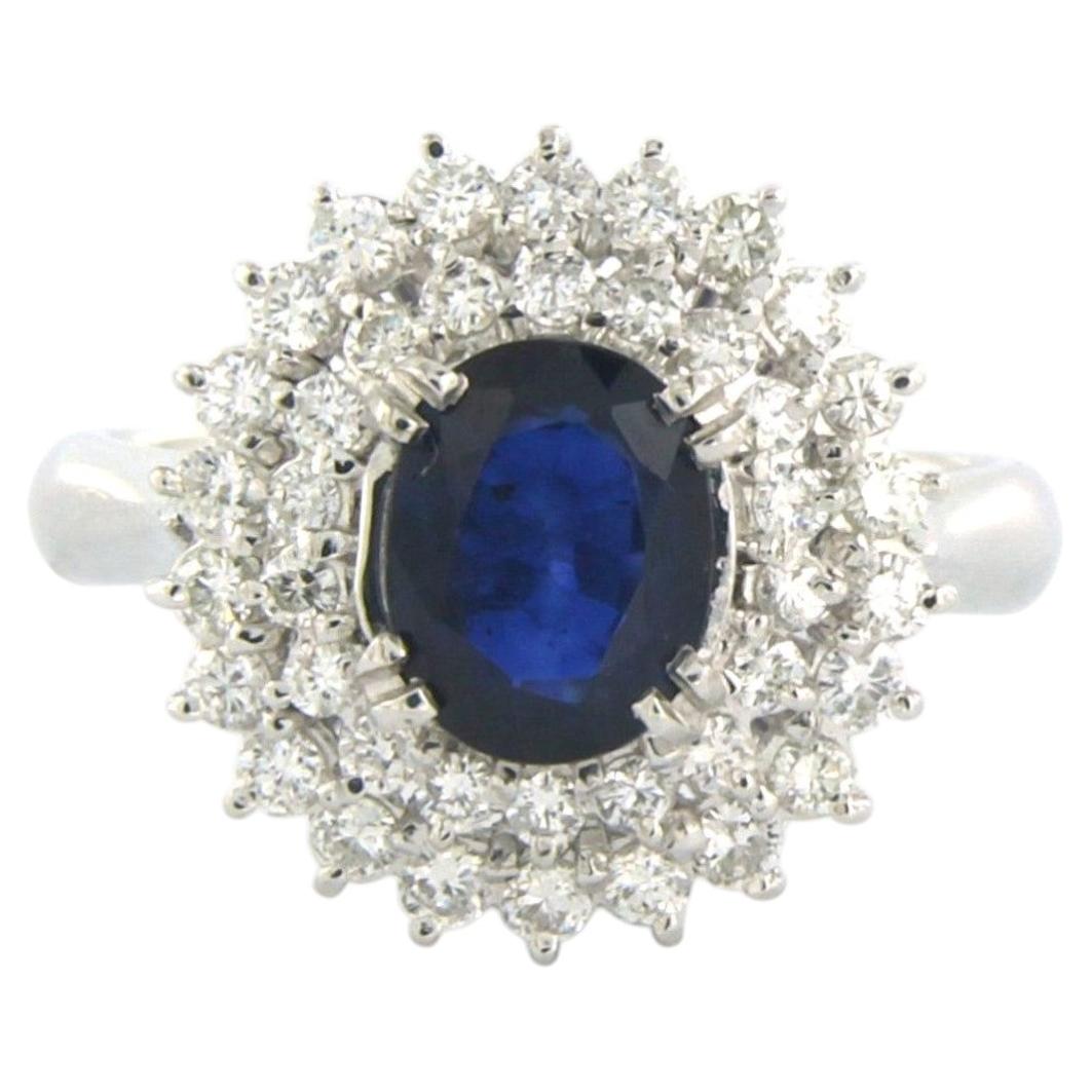 Ring with sapphire and brilliant cut diamonds up to 1.00ct 14k gold 7.9 grams