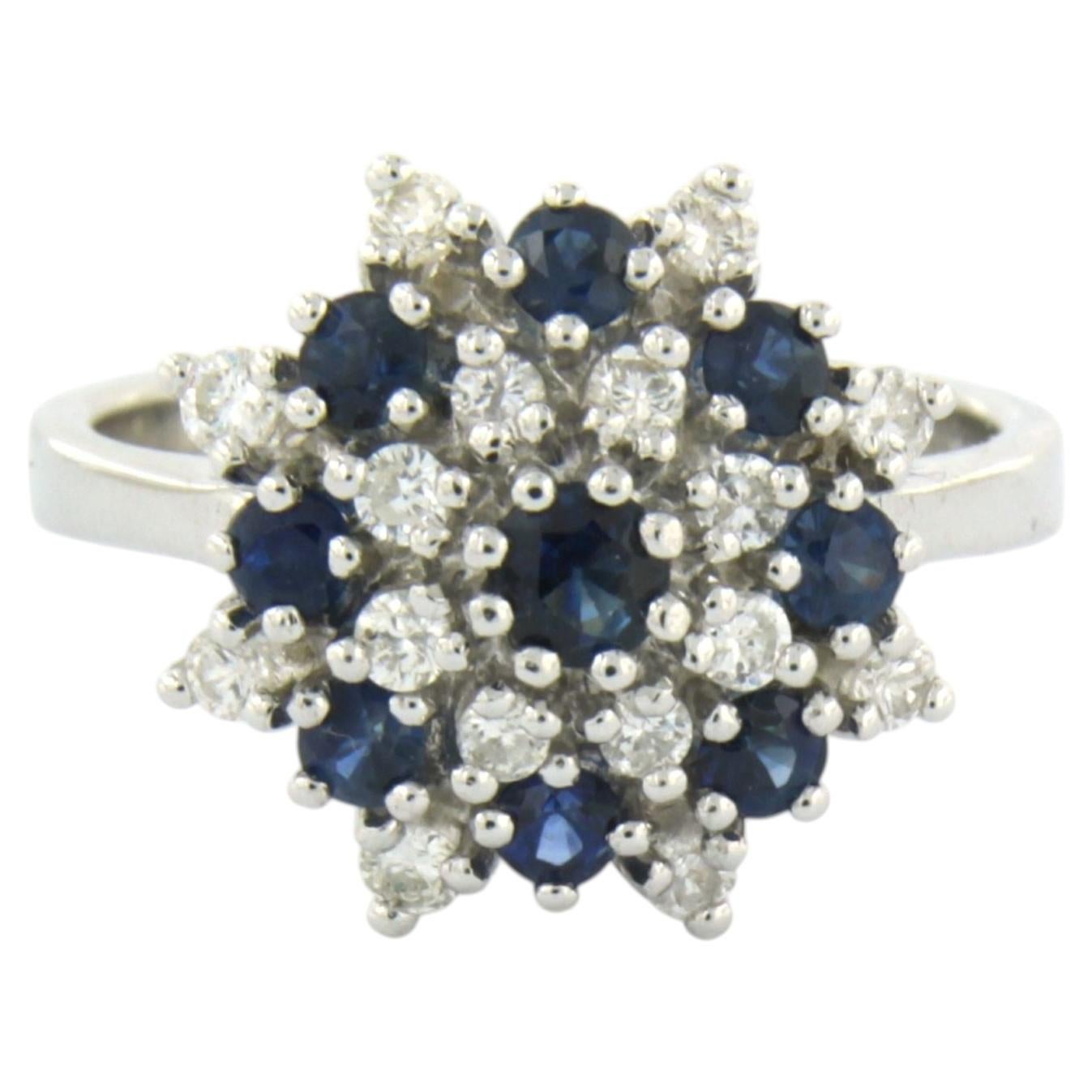 Ring with sapphire and brilliant cut diamonds up to 1.00ct 18k gold 7.0 grams